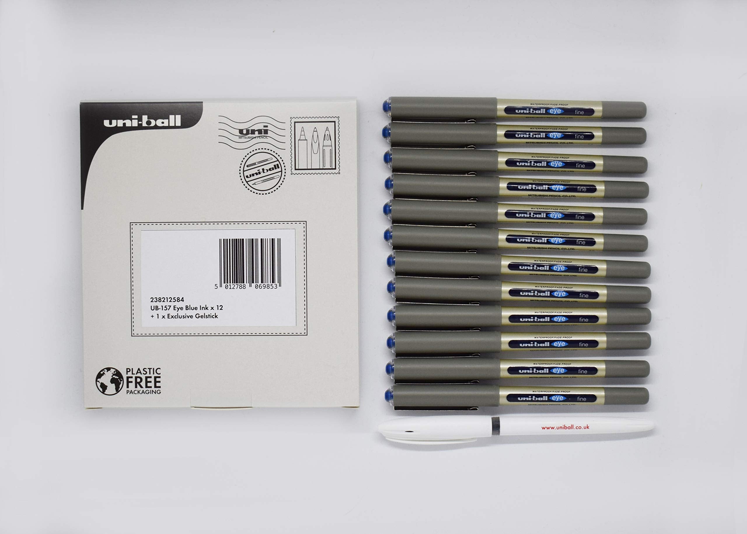 uni-ball Eye Rollerball Pens - Fine 0.7mm Tip, Blue Ink, Quick Drying, 13 Piece Set 1