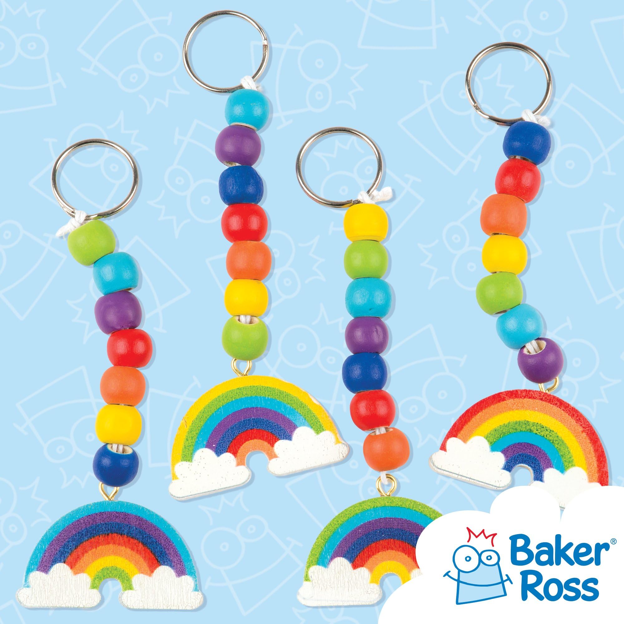 Baker Ross Make Your Own Wooden Rainbow Keyring Craft Kit (Pack of 4) | Kids Ages 5+ 4