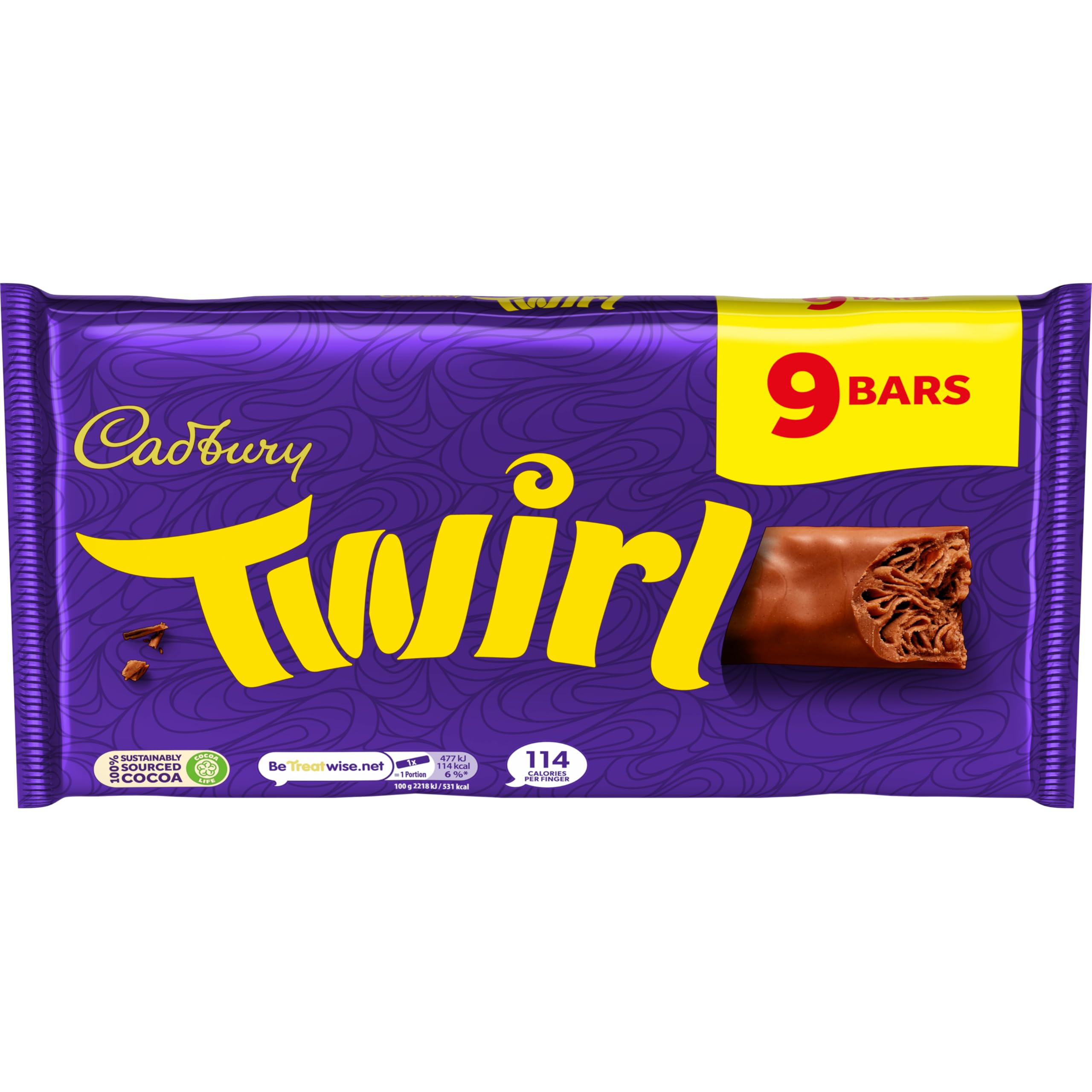 Cadbury Twirl Milk Chocolate Bar - Multipack of 9, Creamy Dairy Milk Chocolate 6