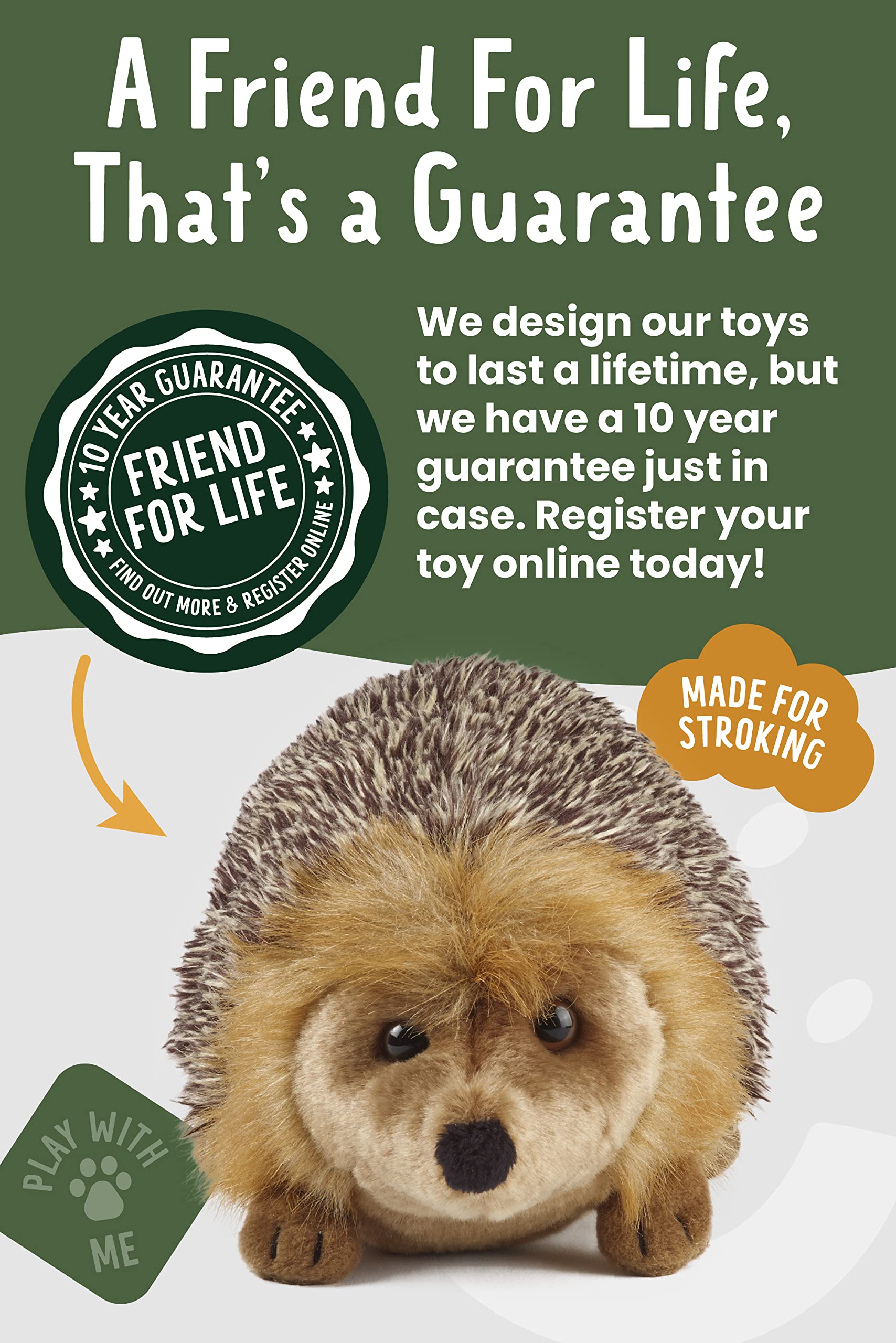 Living Nature Large Hedgehog Soft Toy - Realistic Plush with Educational Fact Tag 12