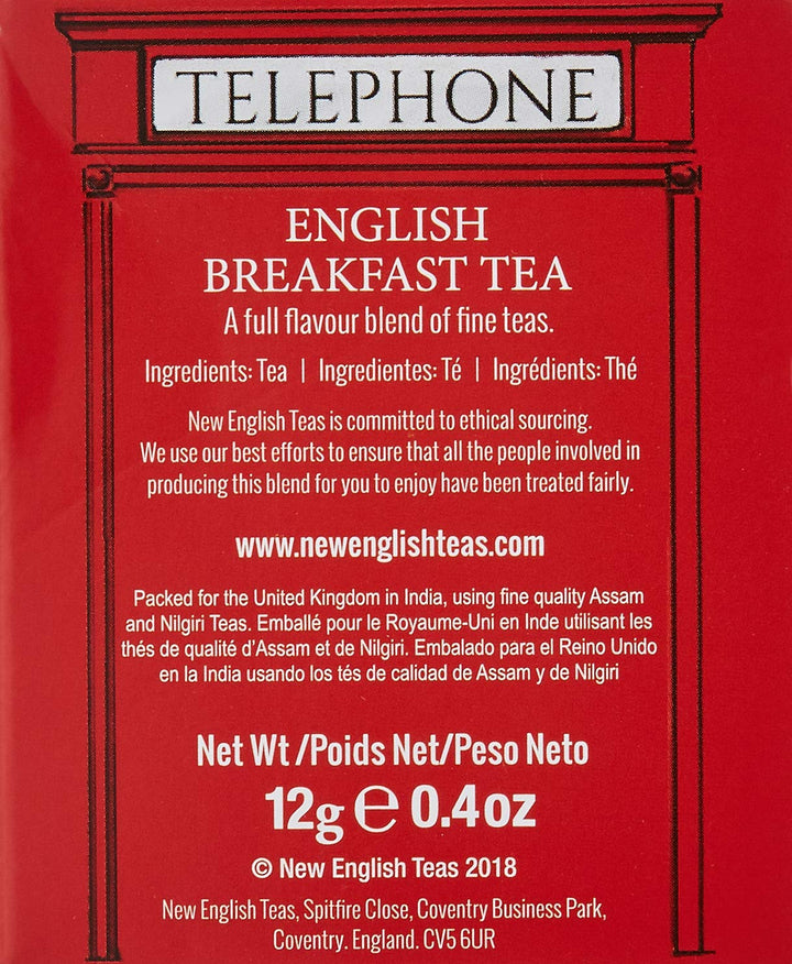 English Telephone Box English Breakfast Tea 6 Teabag Carton
