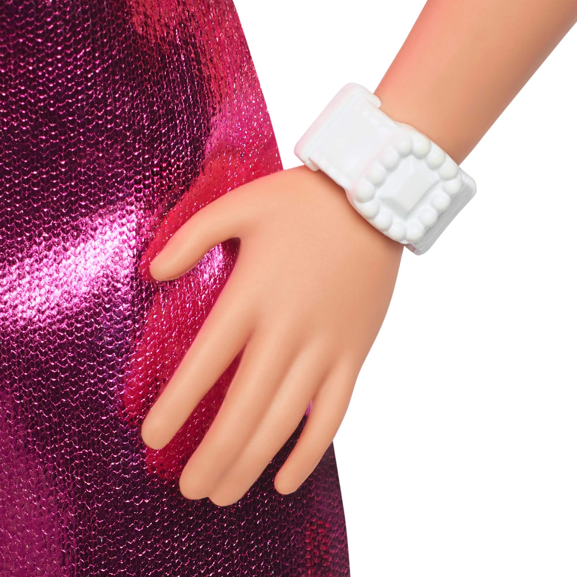 Barbie Fashionistas Doll #230 - Blond Hair, Metallic Pink Minidress with Heart Cut-Out, Ages 3+ 5