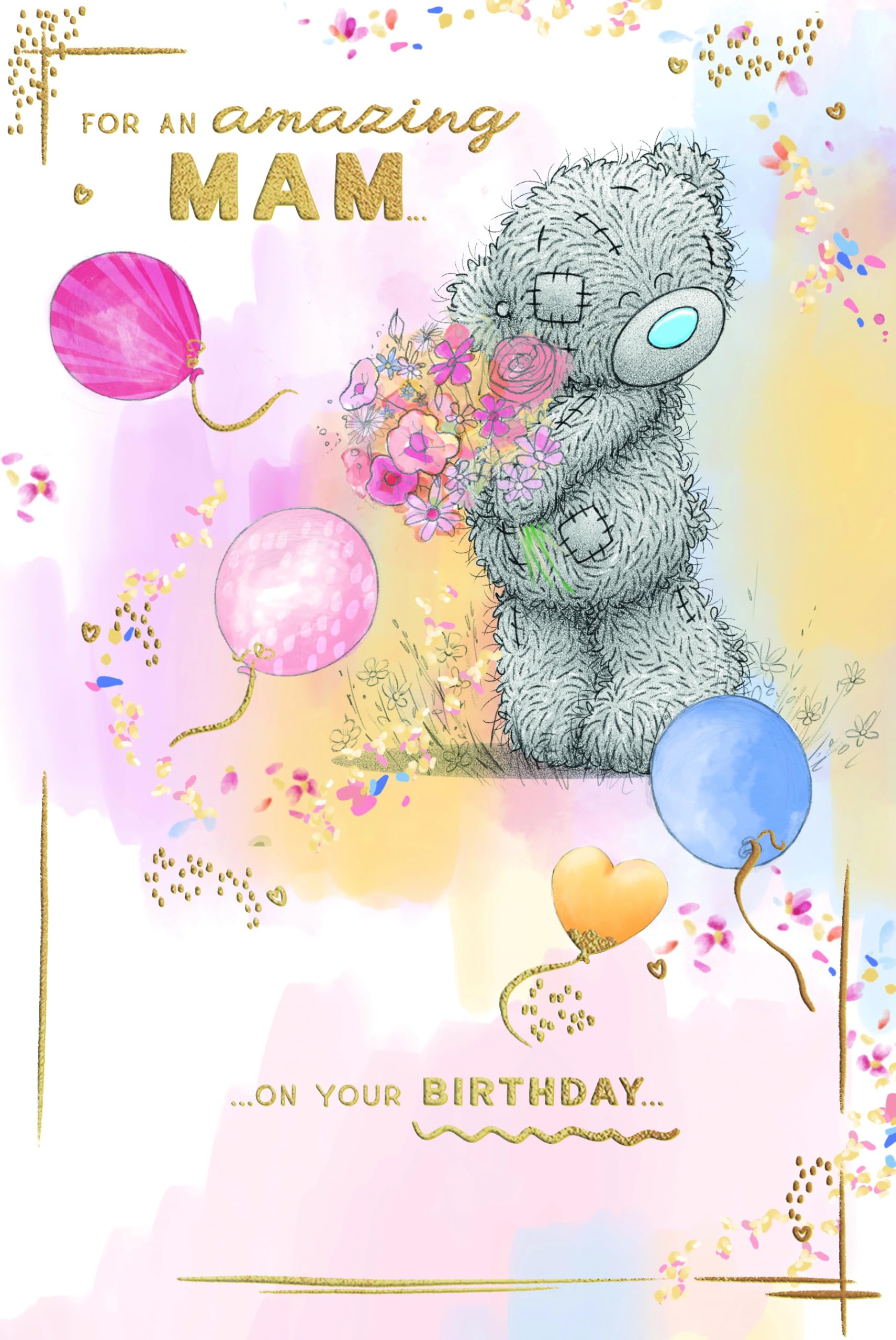 Me To You Tatty Teddy Amazing Mam Birthday Card | Gold Foil Accent | 6 x 9 Inches