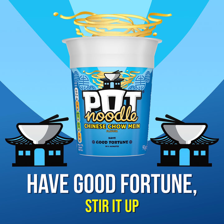 Pot Noodle Chinese Chow Mein Vegetarian Instant Noodles 12 x 90 g