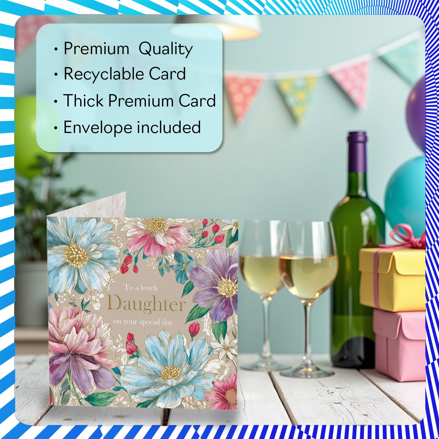 Stuff4 Daughter Birthday Card - Special Greetings, Uncoated Writing Surface | 145mm x 145mm 3