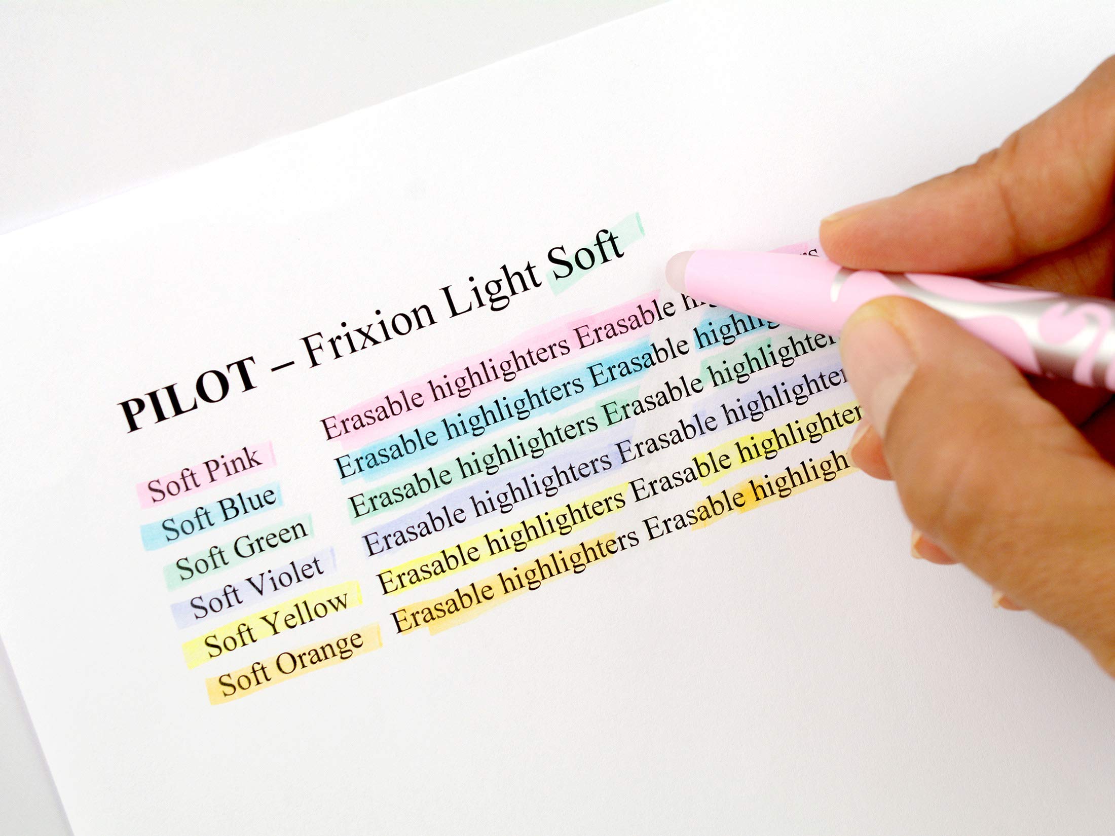 PILOT Frixion Light Erasable Highlighters - Pastel Colors (5 Pack) | Heat-Sensitive Ink 9