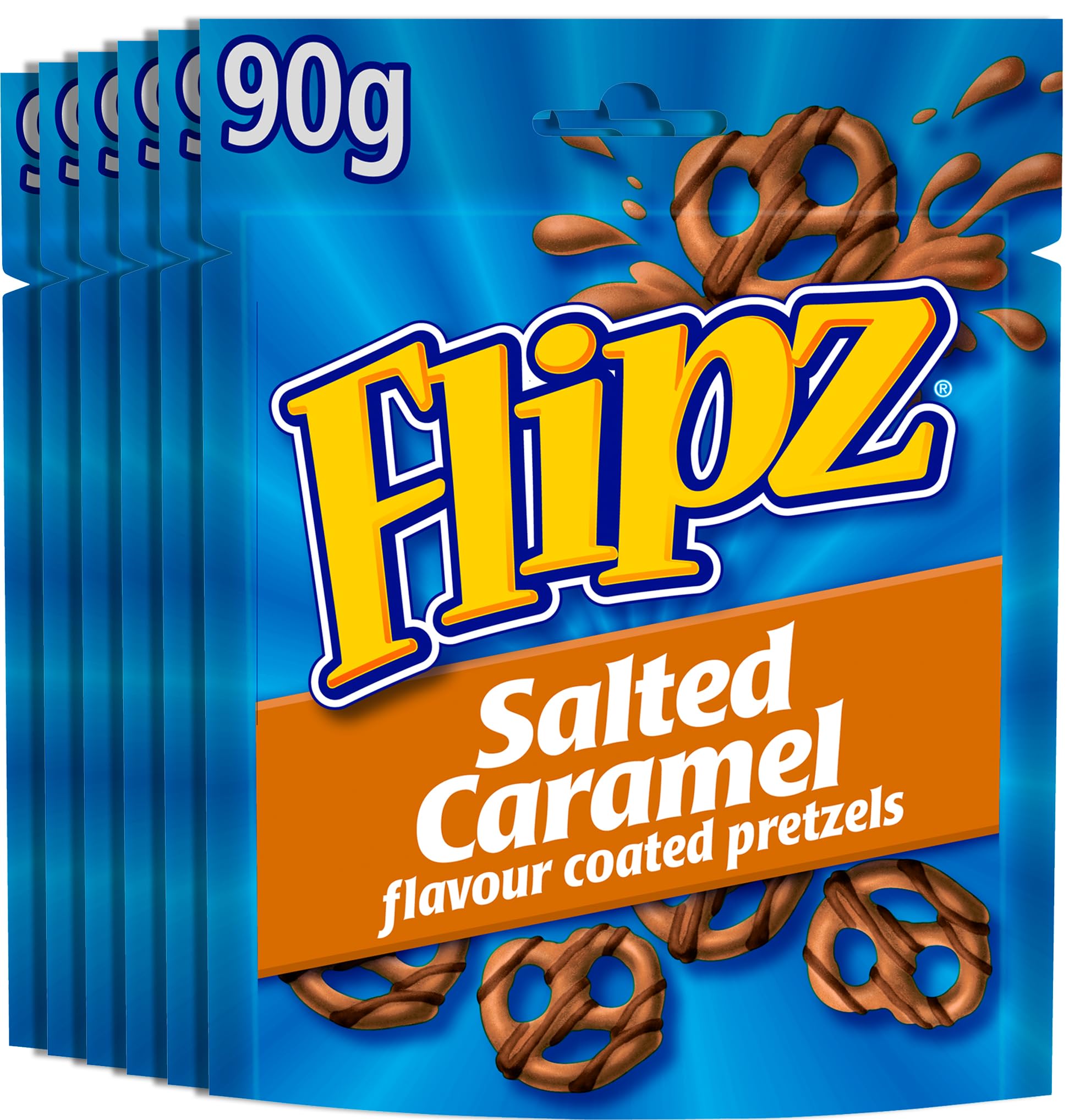 Flipz Salted Caramel Flavour Coated Pretzel Snacks, Sweet and Salty Bites, 90g 1