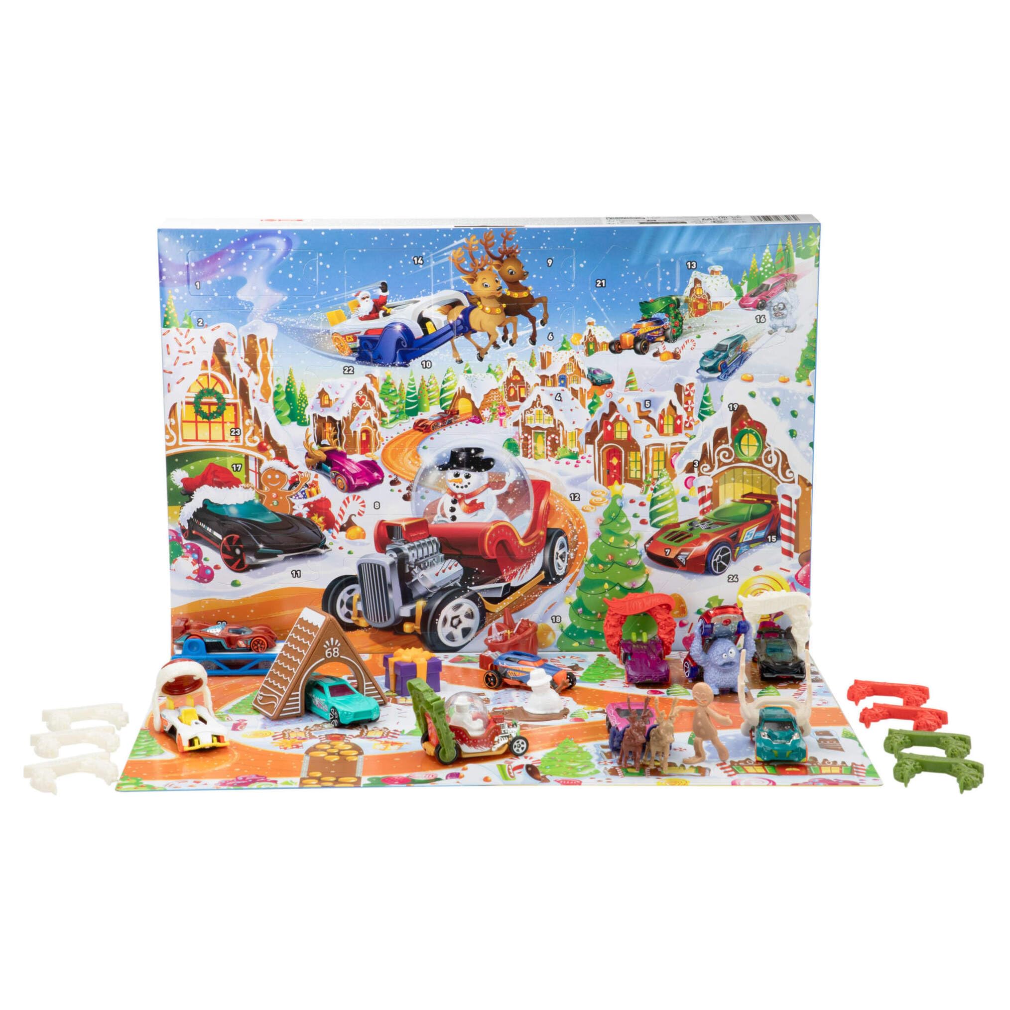 Hot Wheels 2025 Advent Calendar - 24-Day Holiday Playset with 10 Toy Cars & Accessories 1