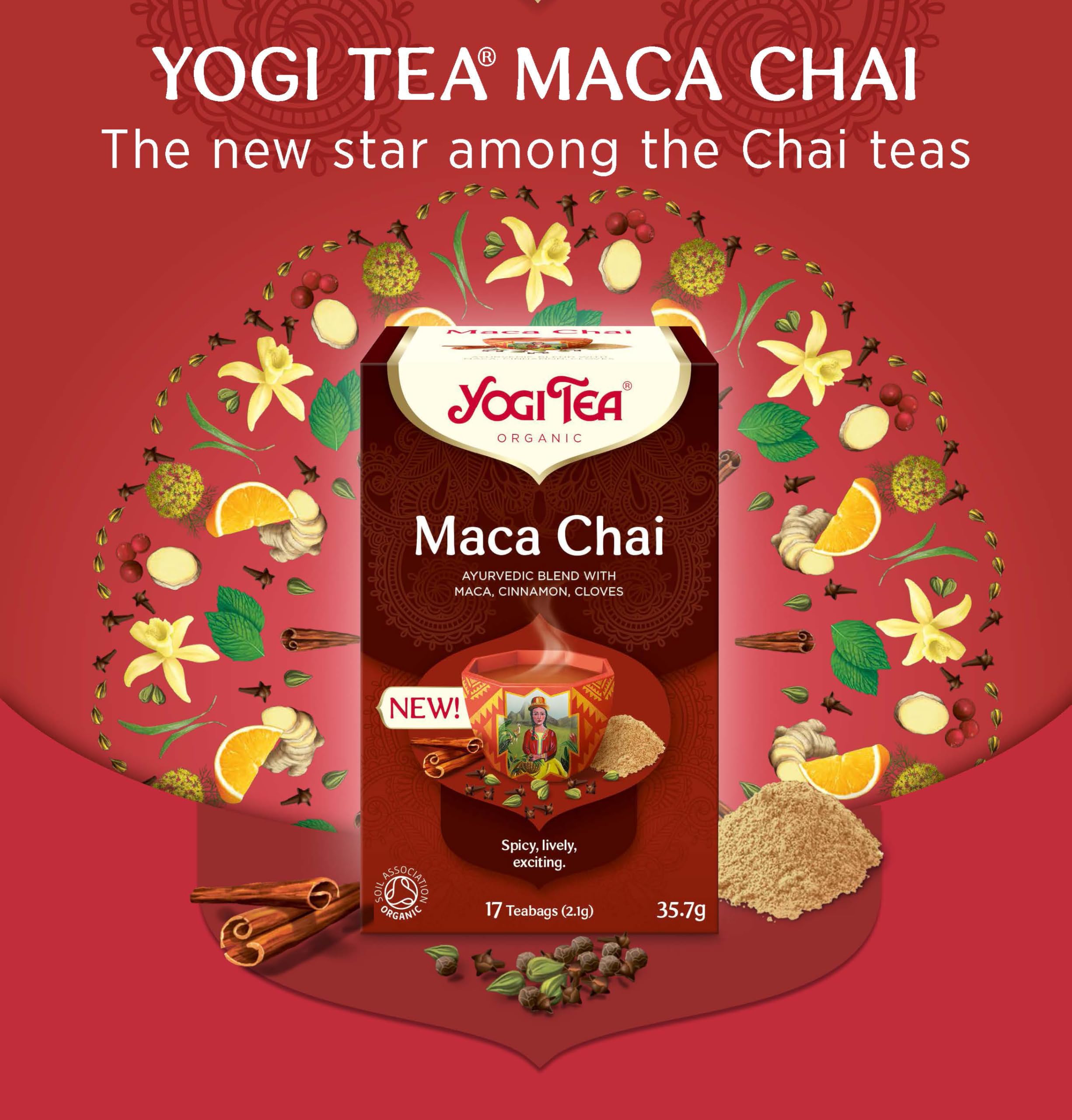 YOGI TEA - Maca Chai Organic Herbal Tea, Blend of Cinnamon, Cloves & Maca, 102 Tea Bags 8