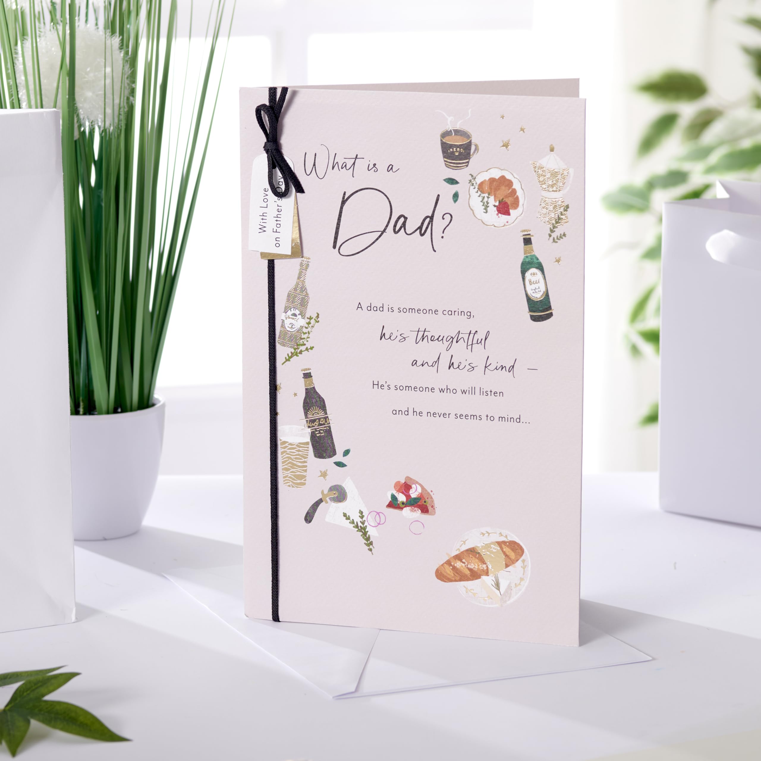 UK Greetings Father's Day Card for Dad, Grandad, Husband | Beer & Food Illustration | 16.5 x 25.4 cm