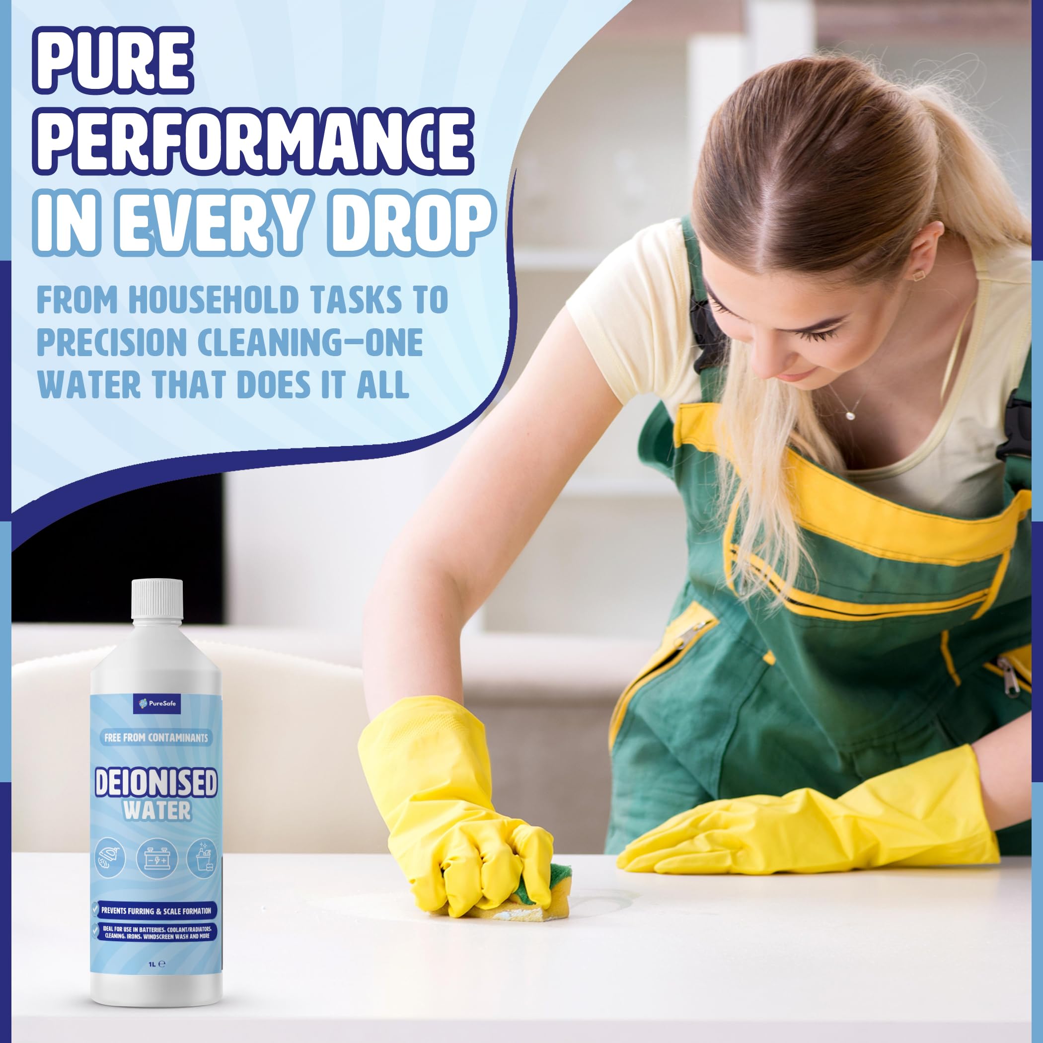 Pure Safe Deionised Water - 1 Litre Mineral-Free Liquid for Appliances & Batteries 4