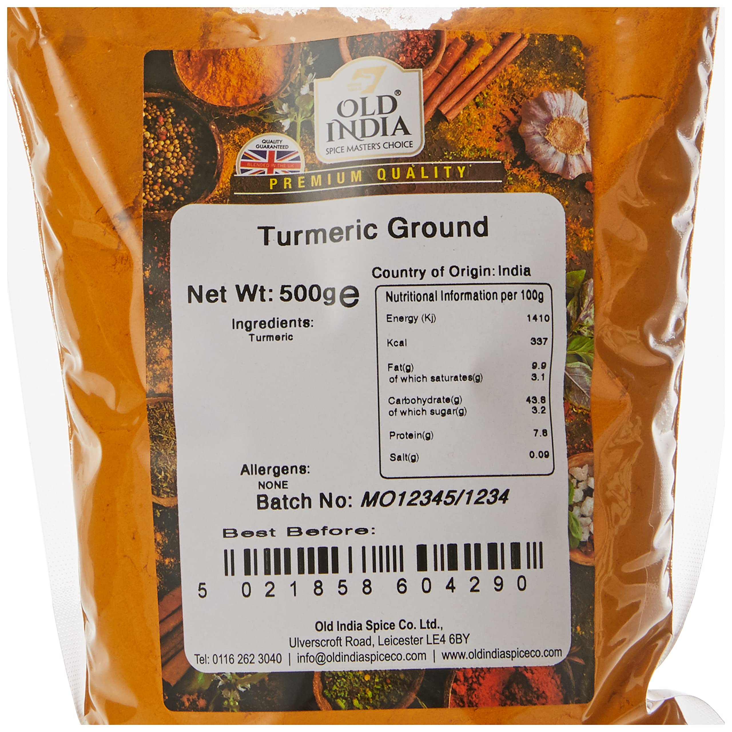 Old India Ground Turmeric Powder - 100% Natural, Additive & GMO Free | 500g