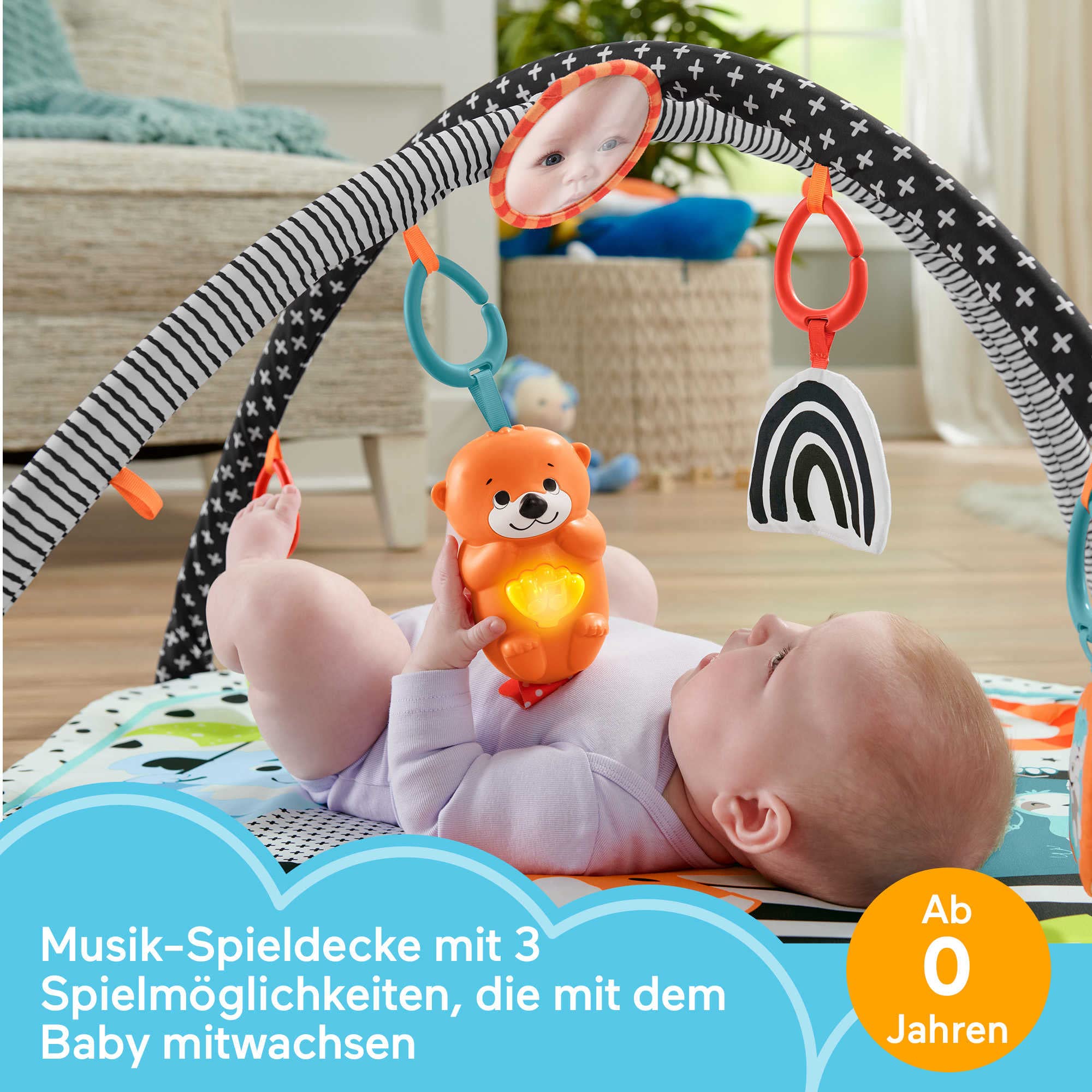 Fisher-Price 3-in-1 Baby Gym Newborn Playset - Tummy Time, Music & Lights, Sensory Toys 2