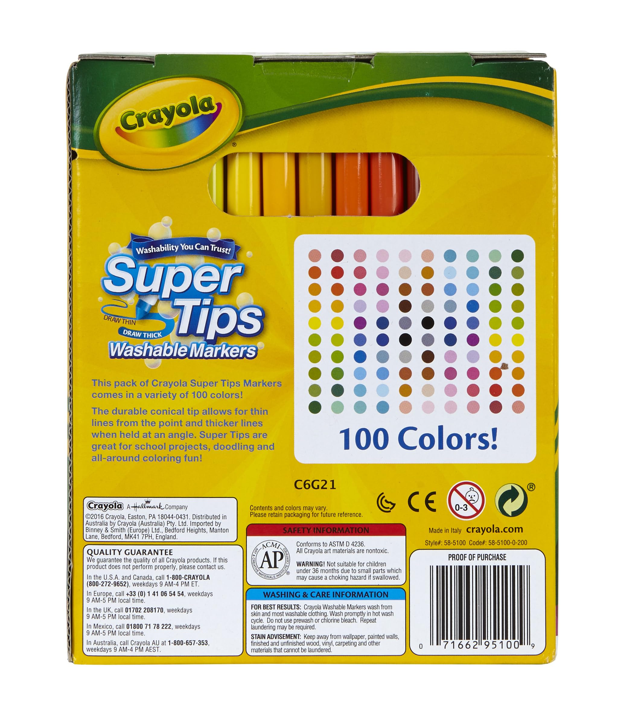 Crayola Super Tips Washable Markers - 100 Vibrant Colors | Conical Tip | Ages 3+ 2