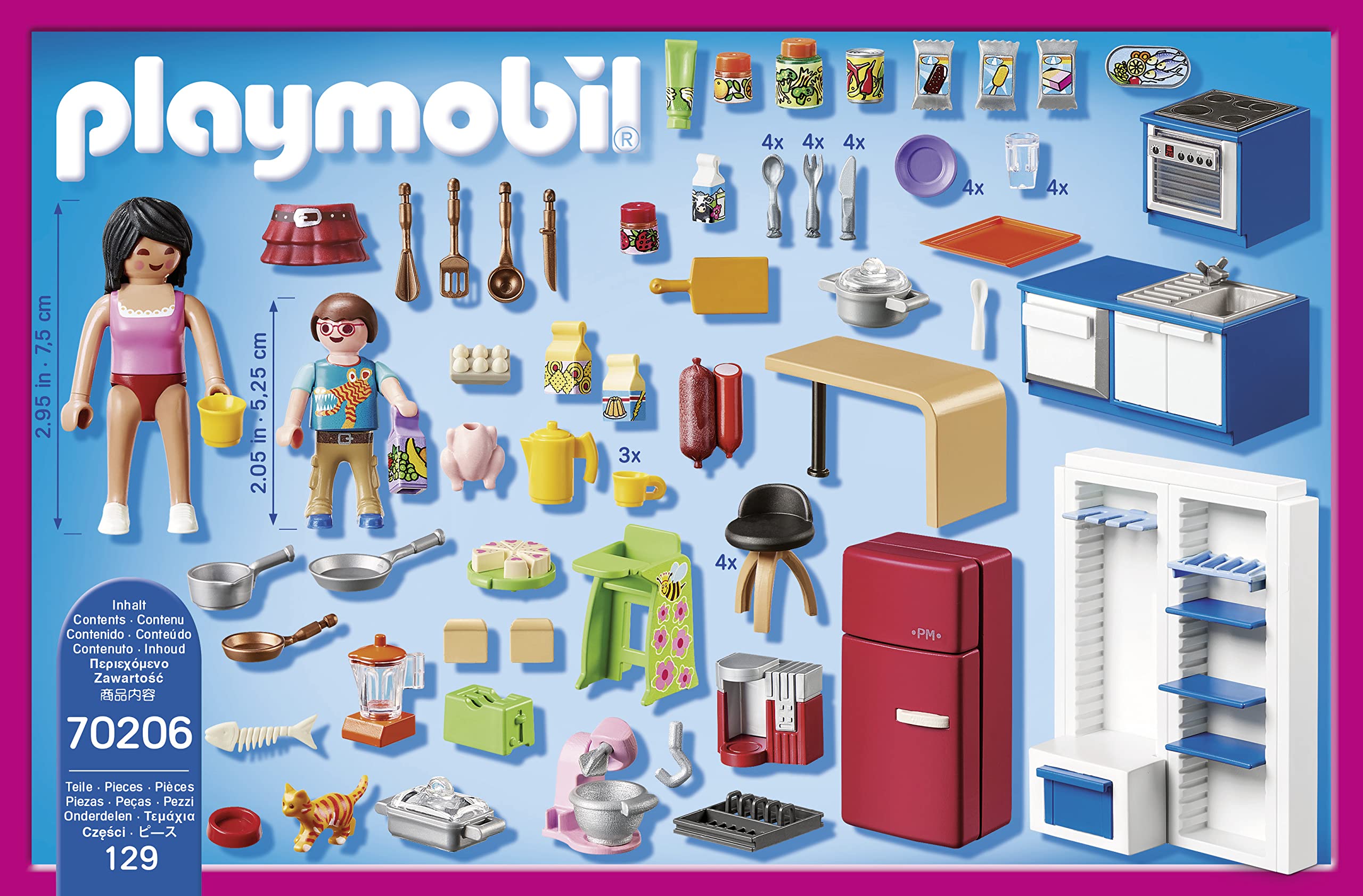 PLAYMOBIL Family Kitchen 70206 - Playset for Kids Ages 4+ 9