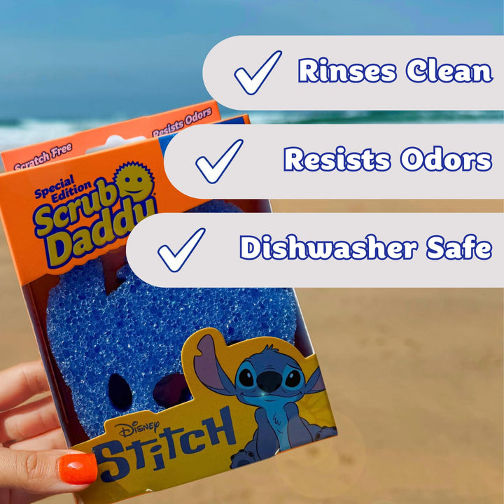 Scrub Daddy Disney Stitch FlexTexture Dish Sponge Twin Pack - Smiley Face Scourers for Kitchen & Bathroom
