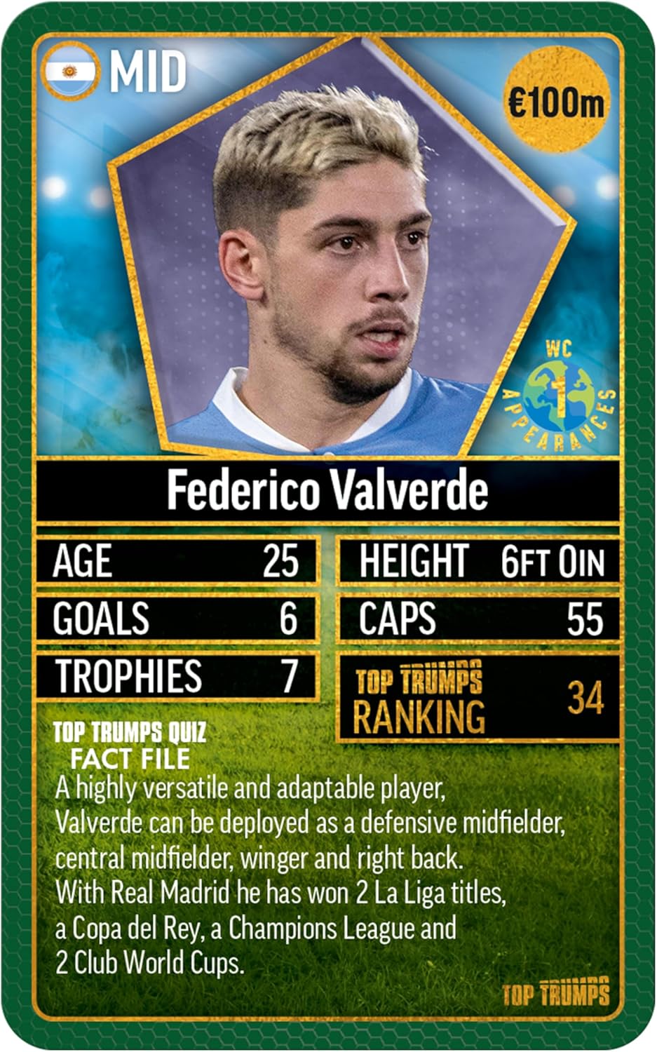 Top Trumps World Football Stars Top 200 Card Game Pack 5 5