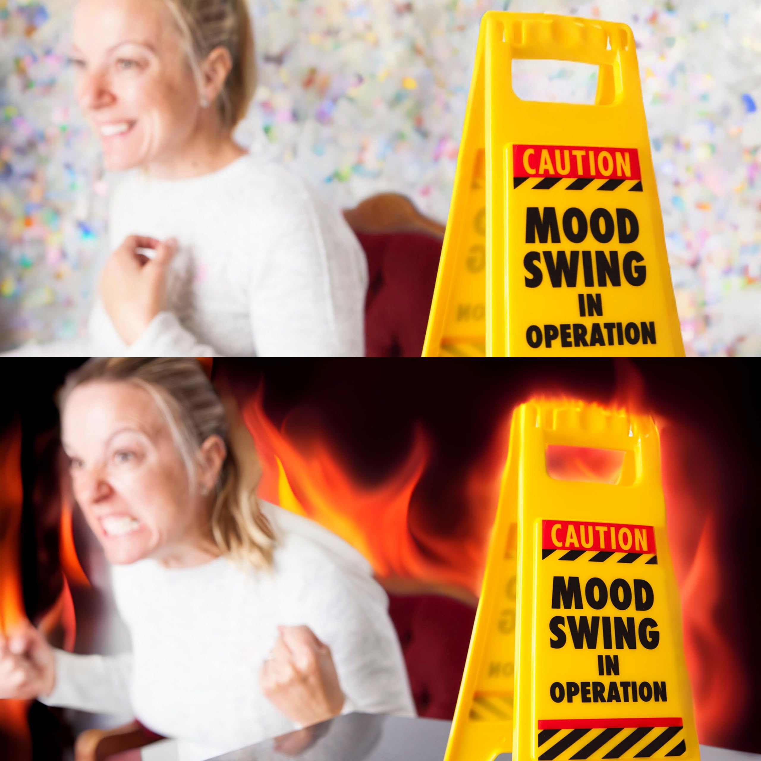 Boxer Gifts Mood Swing Novelty Warning Sign | Plastic | 11.8cm x 25cm | Yellow 2