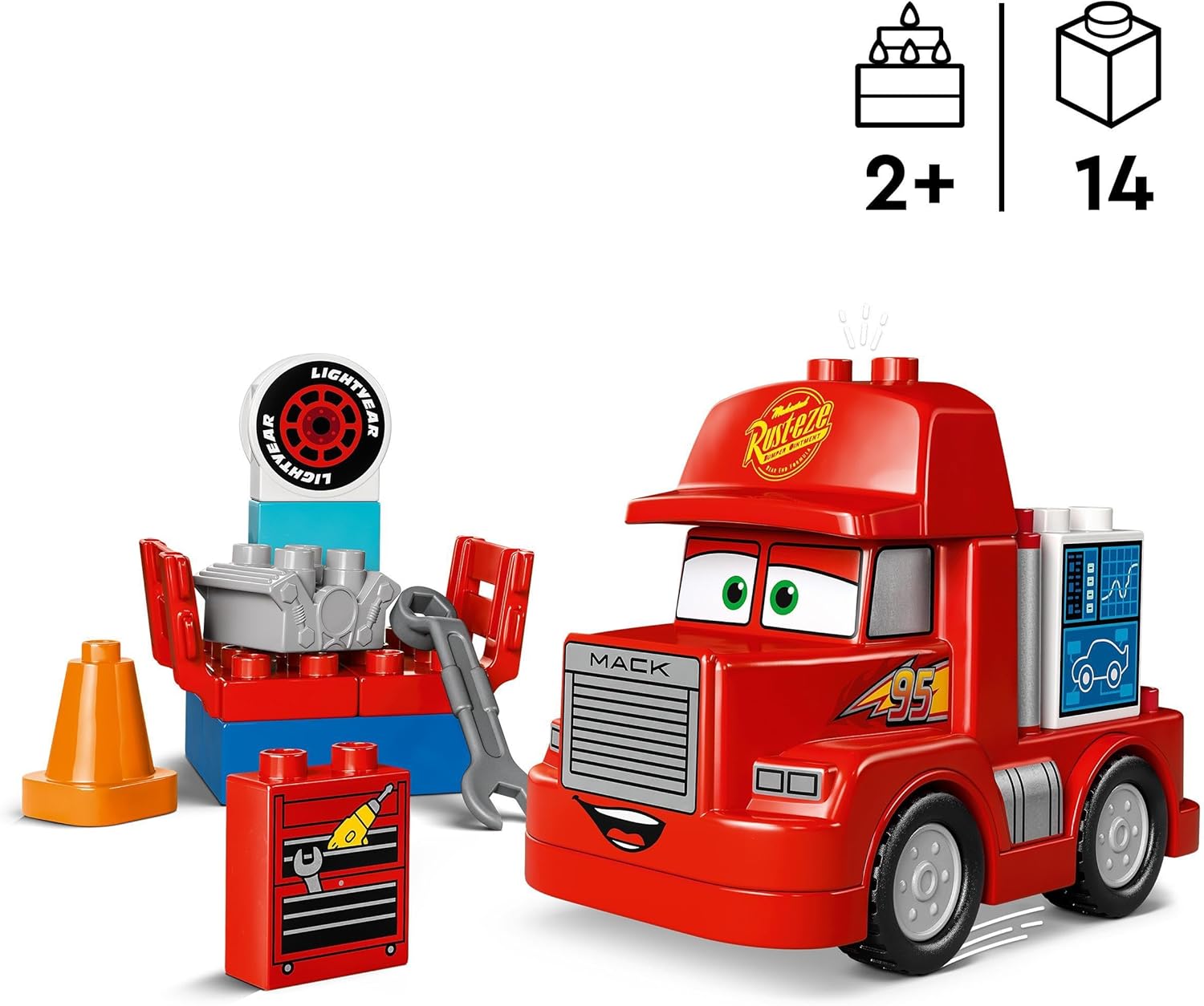 LEGO DUPLO Disney and Pixar’s Cars Mack at the Race Set - Building Toy for Toddlers 2+ 5
