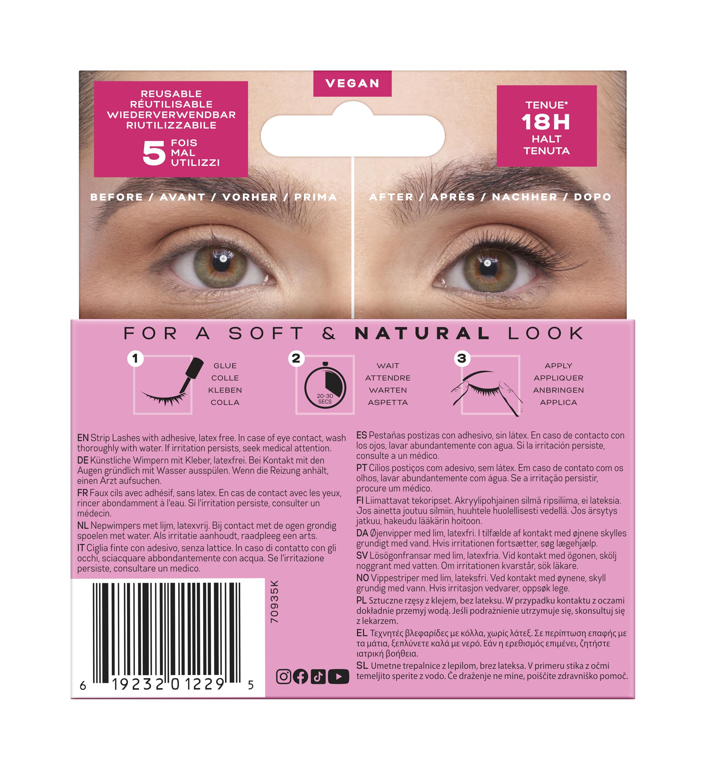 Eylure Half Lash No. 8 - Cat-Eye Effect, Reusable Up to 5 Wears | Synthetic Fiber