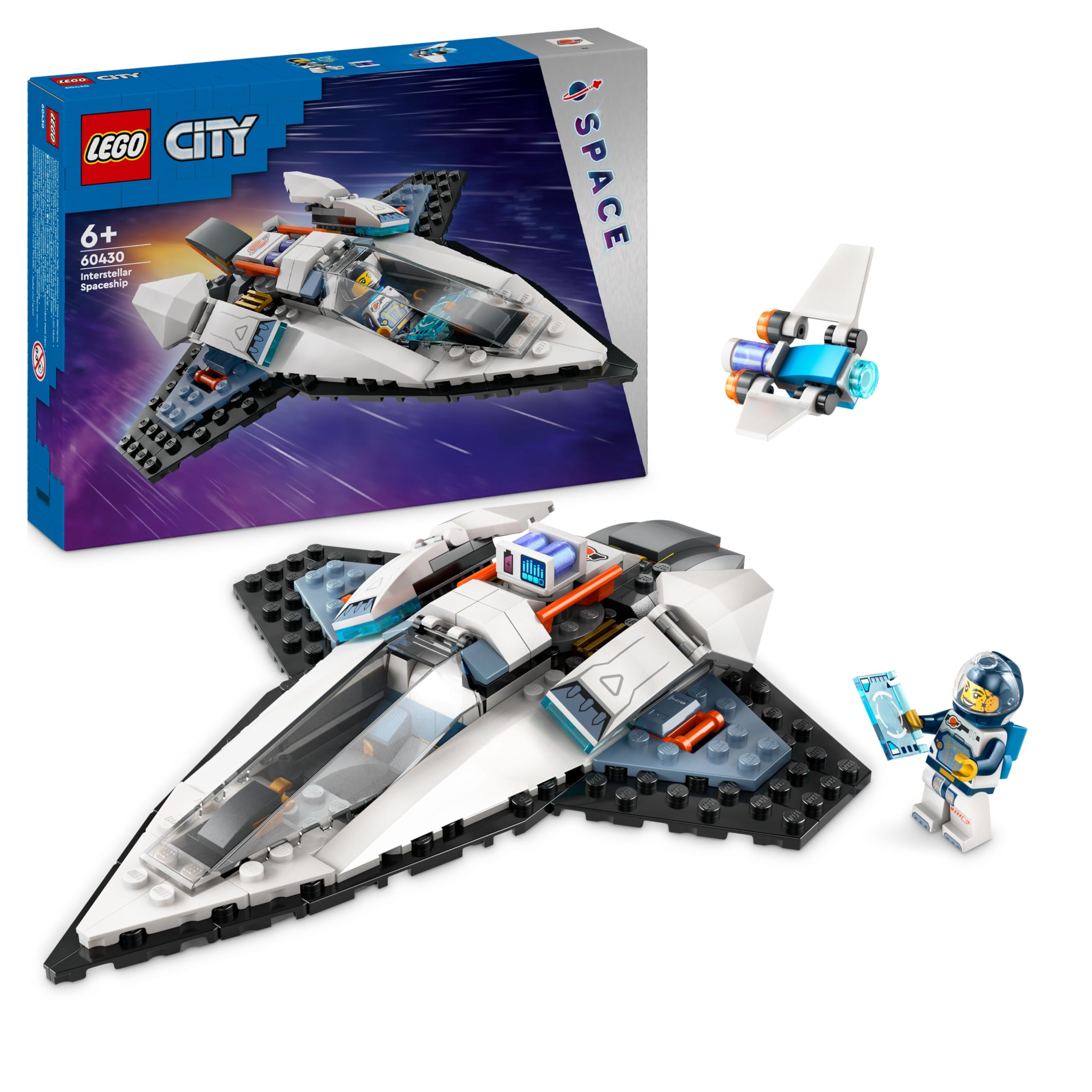 LEGO City Interstellar Spaceship Toy Set 60430 for Ages 6+ | Astronaut Minifigure & Drone Bot 1
