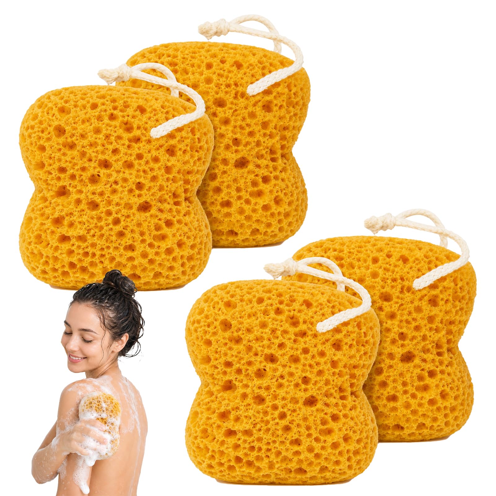 Admygo 4 Pcs Bath Sponge - Soft Honeycomb Exfoliating Body Sponge for Daily Cleansing