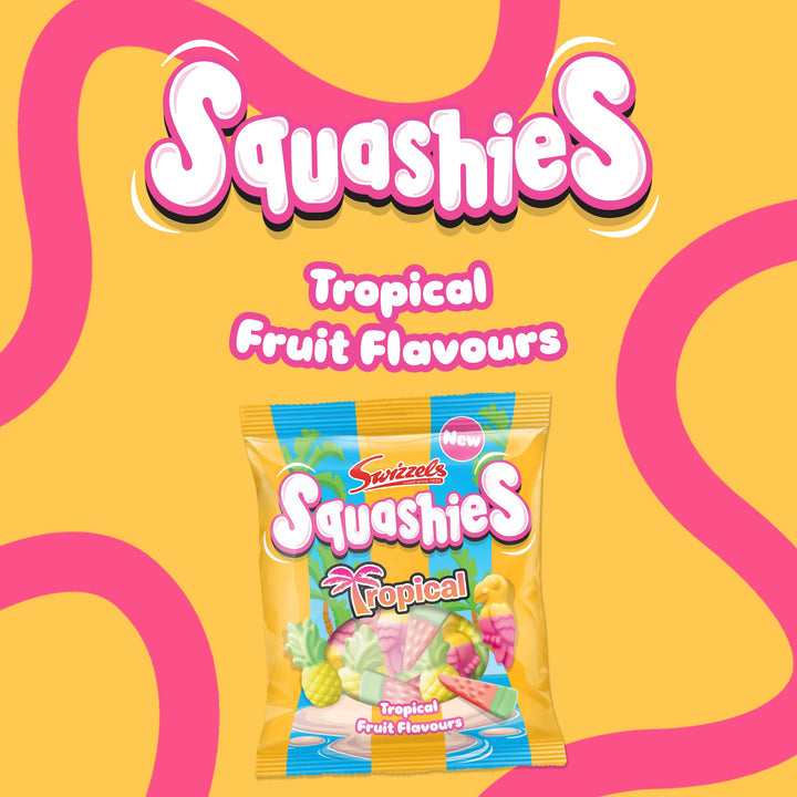 Swizzels Squashies Tropical Flavour 100g - Fruity Chewy Sweets with Fun Shapes