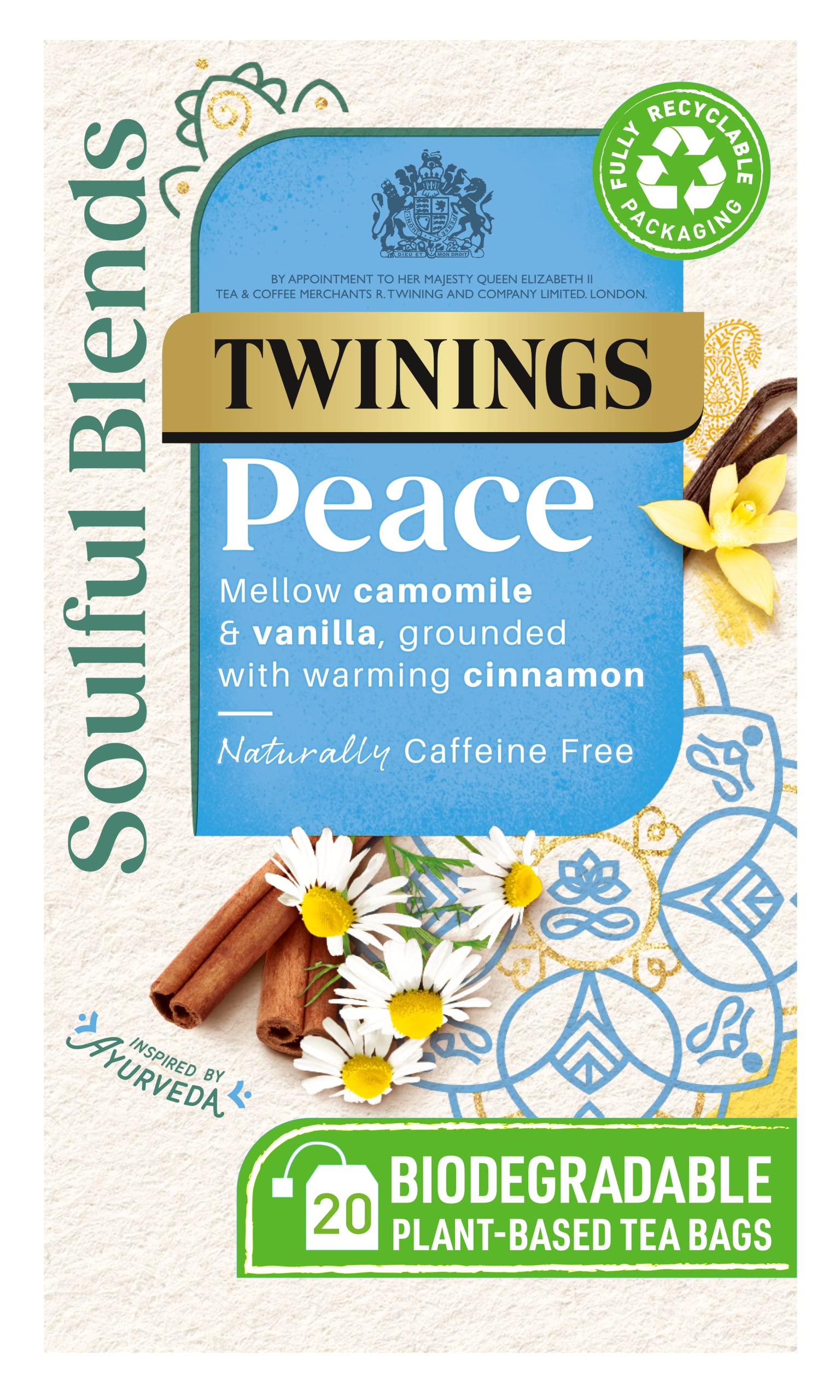 Twinings Soulful Blends Peace Herbal Tea - Mellow Camomile & Vanilla, 20 Teabags, 40g