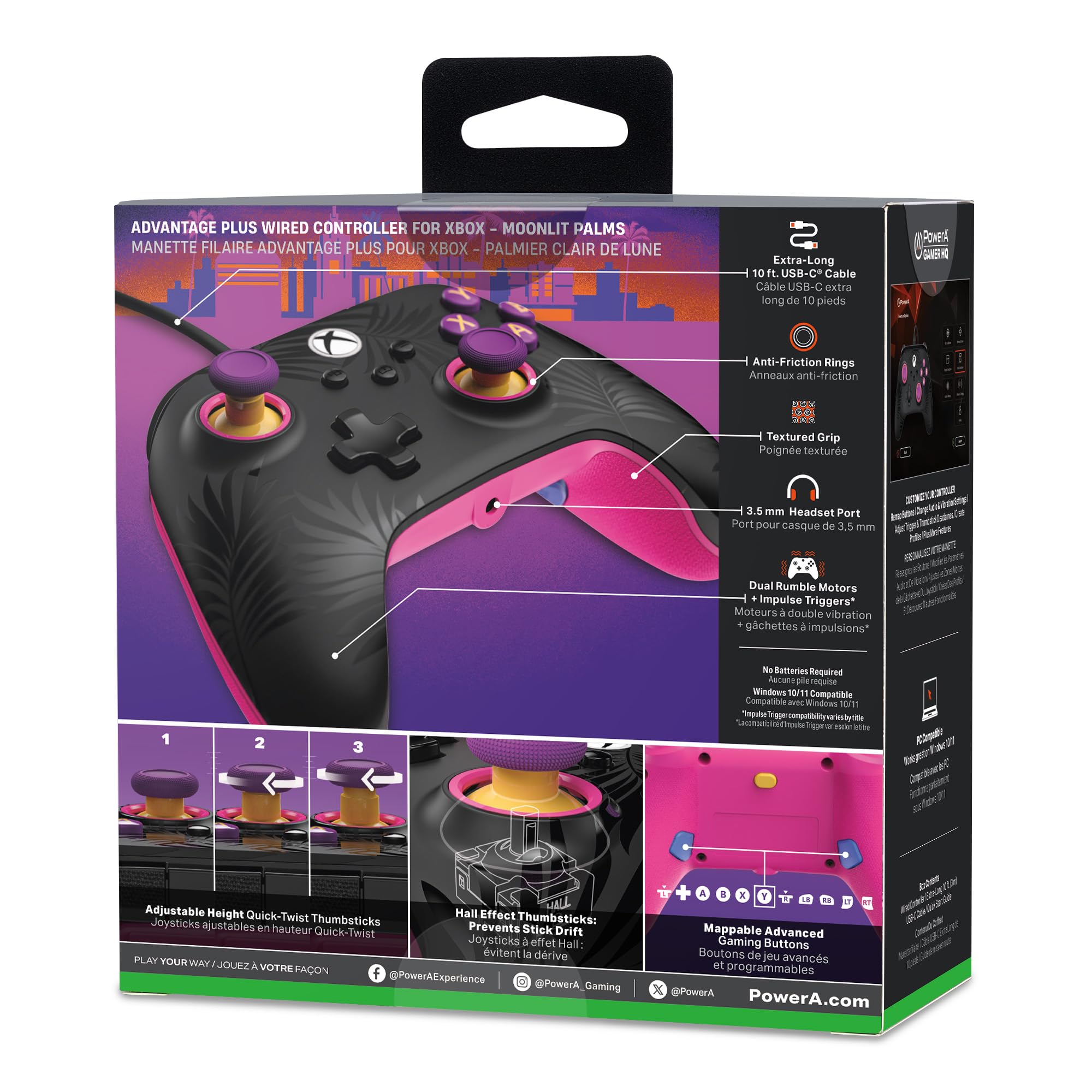 PowerA Advantage Plus Wired Controller for Xbox Series X|S - Moonlit Palms | Hall Effect Sticks 2