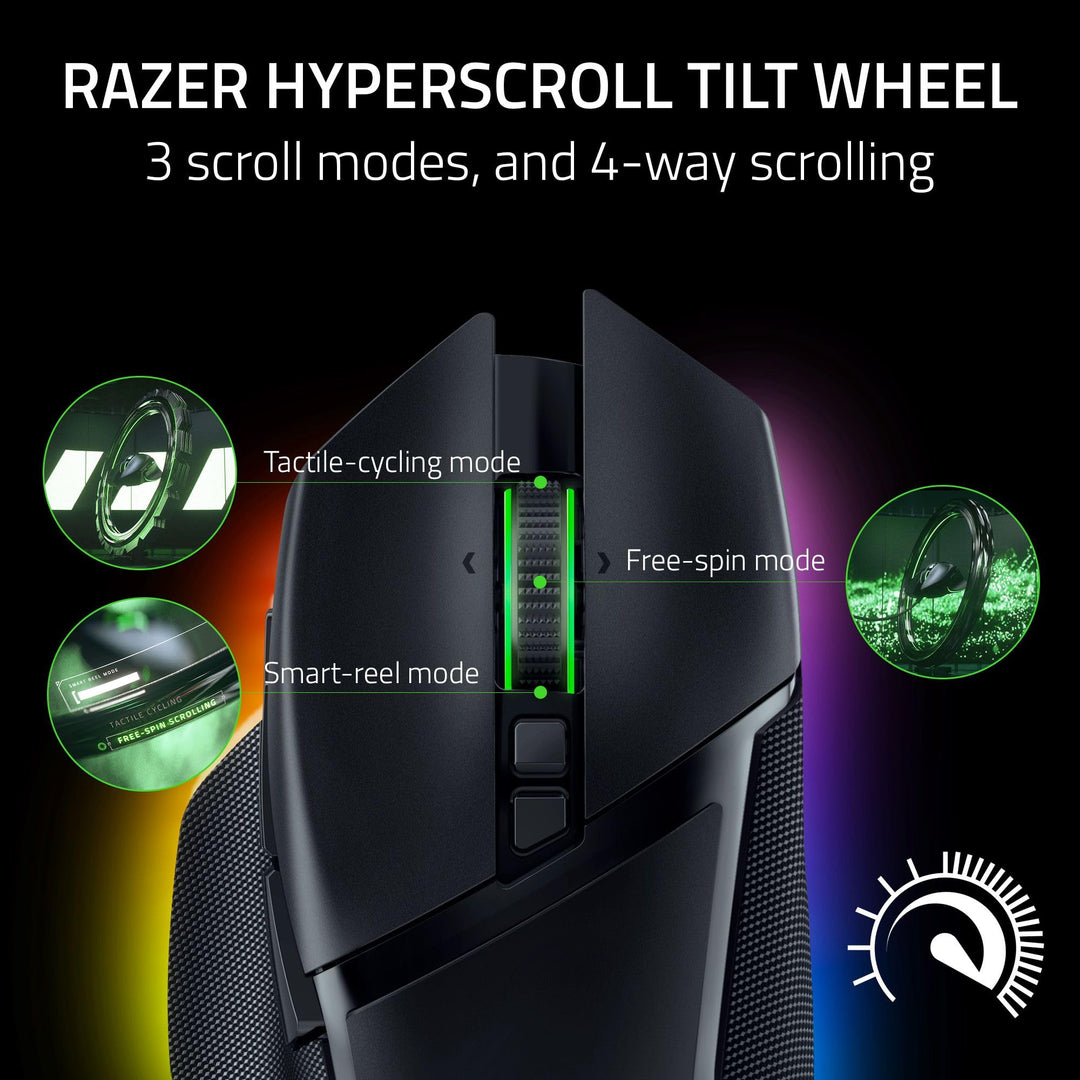 Razer Basilisk V3 Pro - Wireless Gaming Mouse with HyperScroll Tilt Wheel, 30K Sensor, RGB Lighting