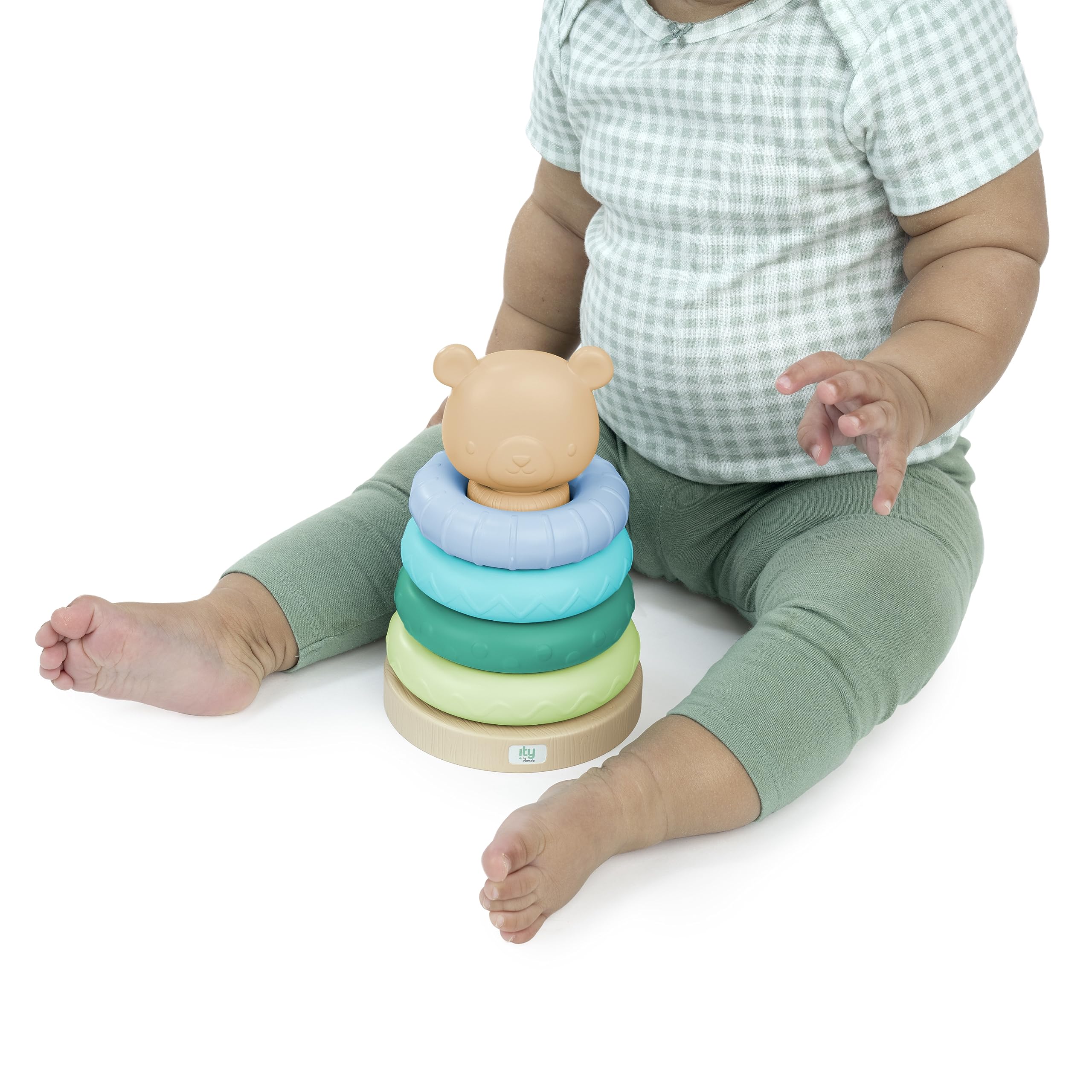 Ingenuity Cutie Stacks - Nate the Bear Stacking Toy for Ages 6 Months and Up 5