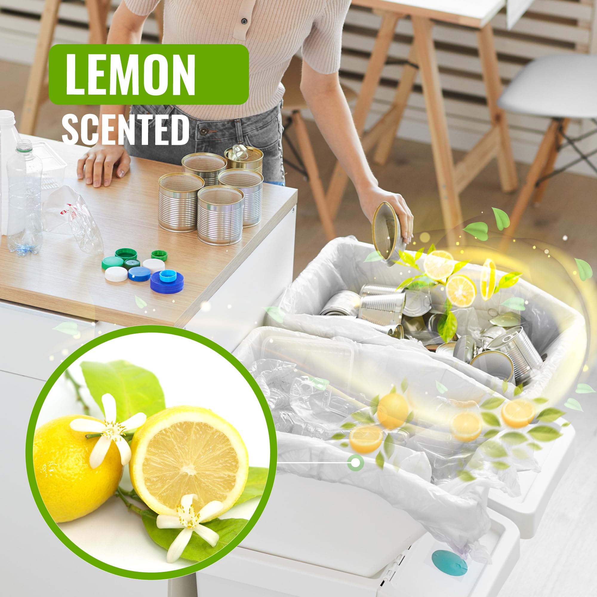 EcoBag 30L Drawstring Bin Liners - 20 Pack Lemon Scented, 25 Micron Thick 5