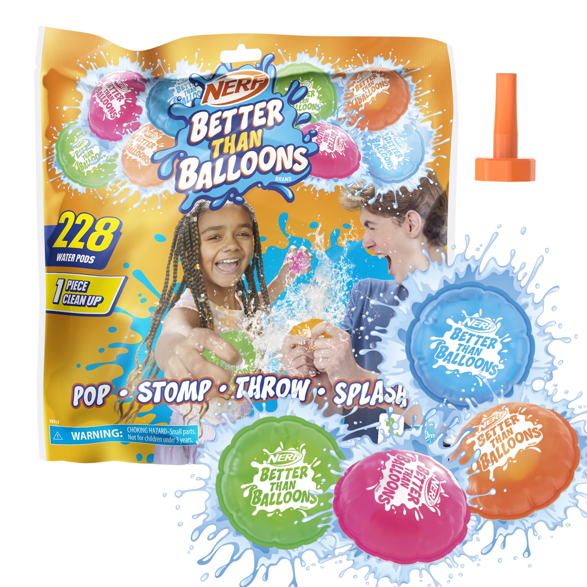 Nerf Better Than Balloons Water Pods - 228 Pods, Easy 1 Piece Clean Up | Ages 3+ 1