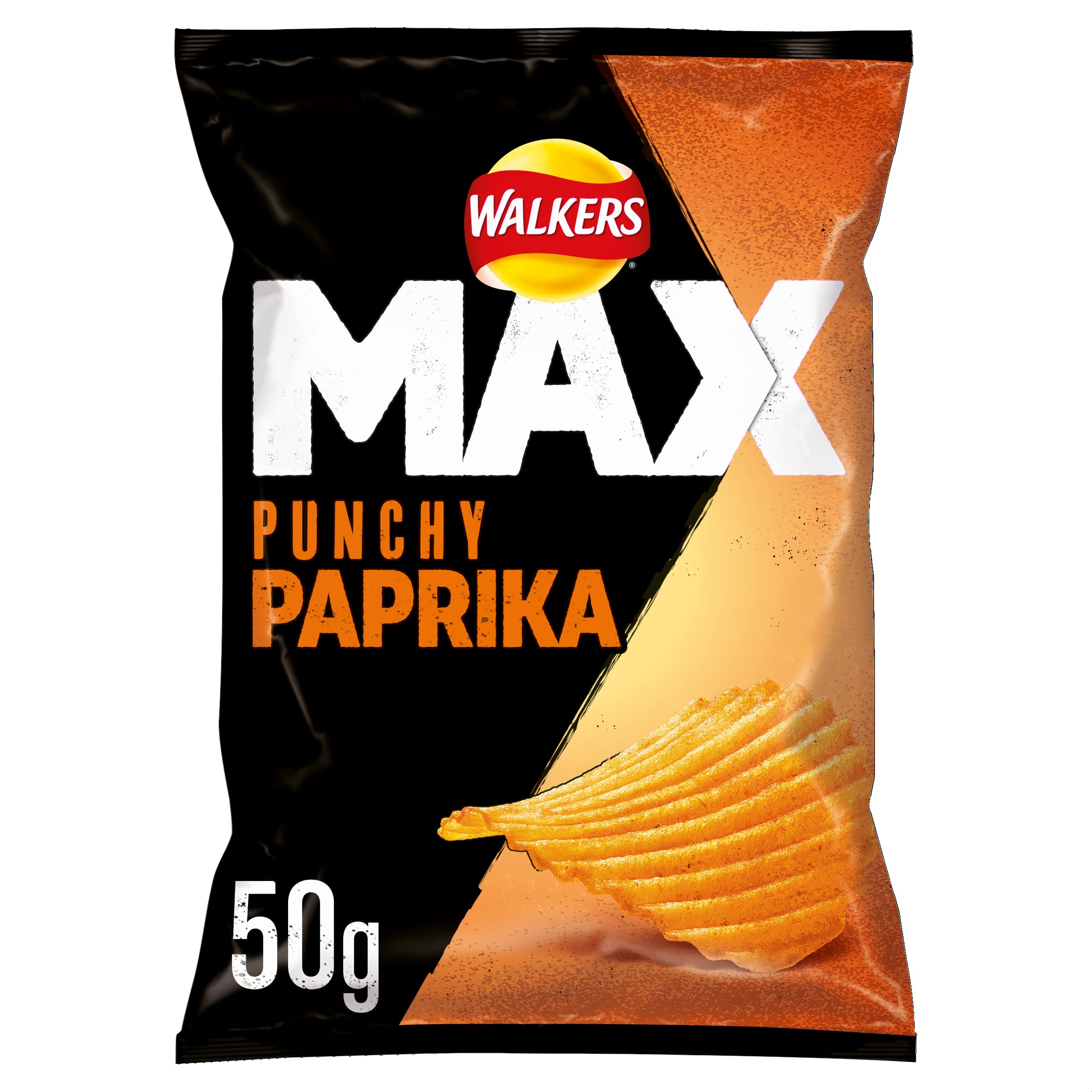 Walkers Max Punchy Paprika Flavour Ridges Crisps 50g 1