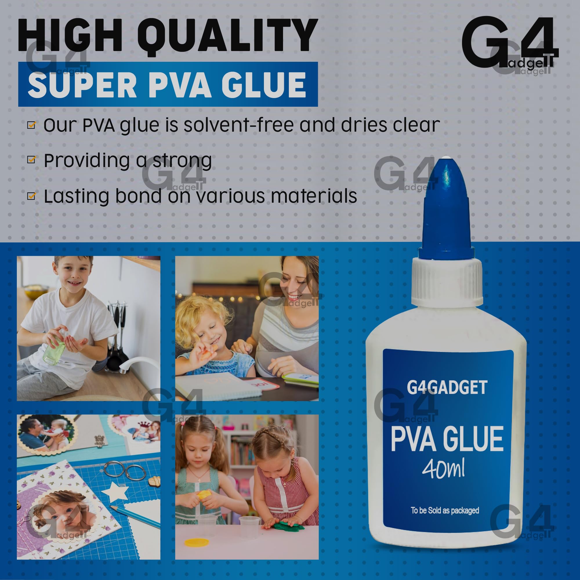 G4GADGET PVA Glue Multi-Purpose Adhesive - 4 Pack, 40ml Each Bottle (160ml Total) 5