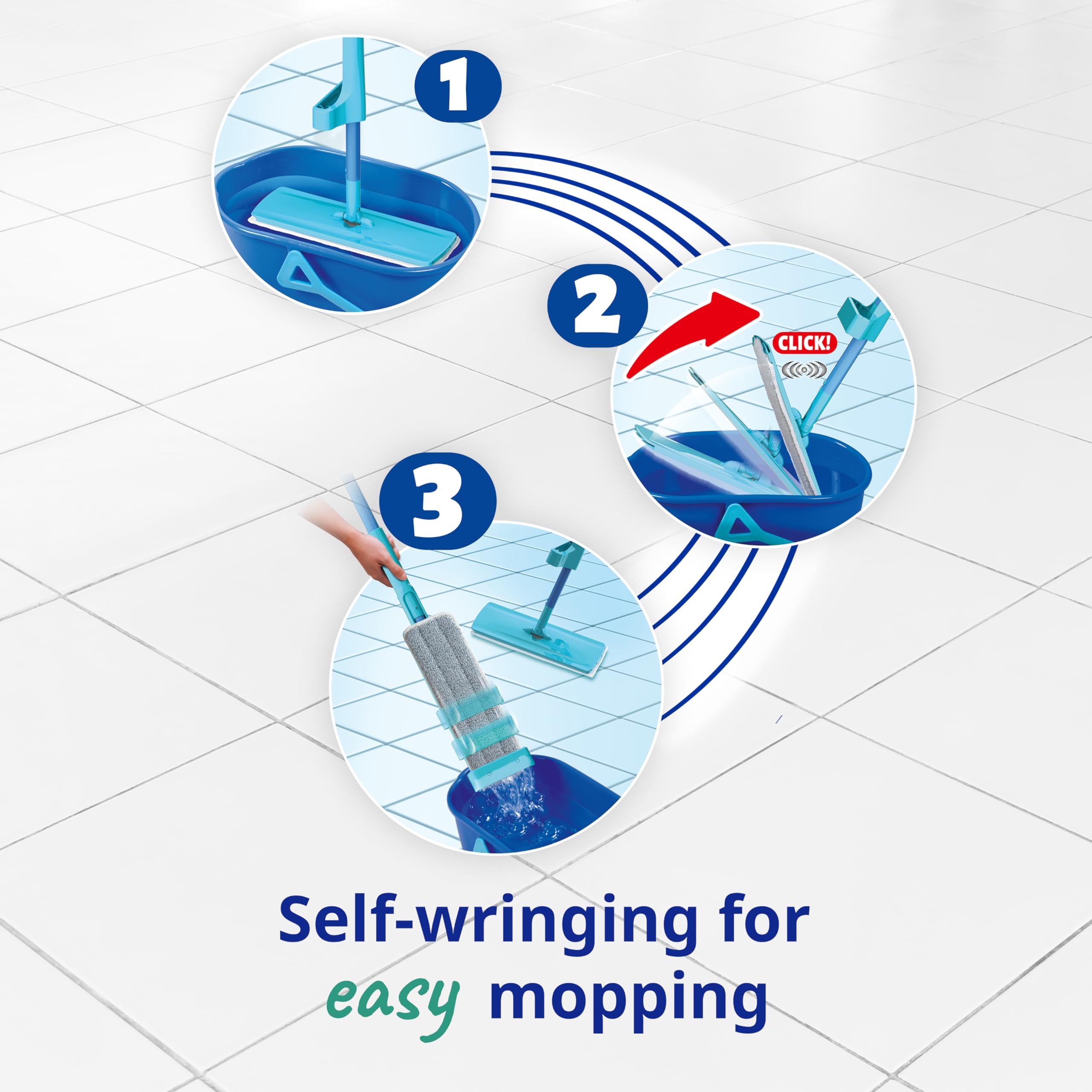 Spontex Easy Max+ Microfibre Flat Mop - Integrated Wringer | Telescopic Handle | Machine Washable Head 3