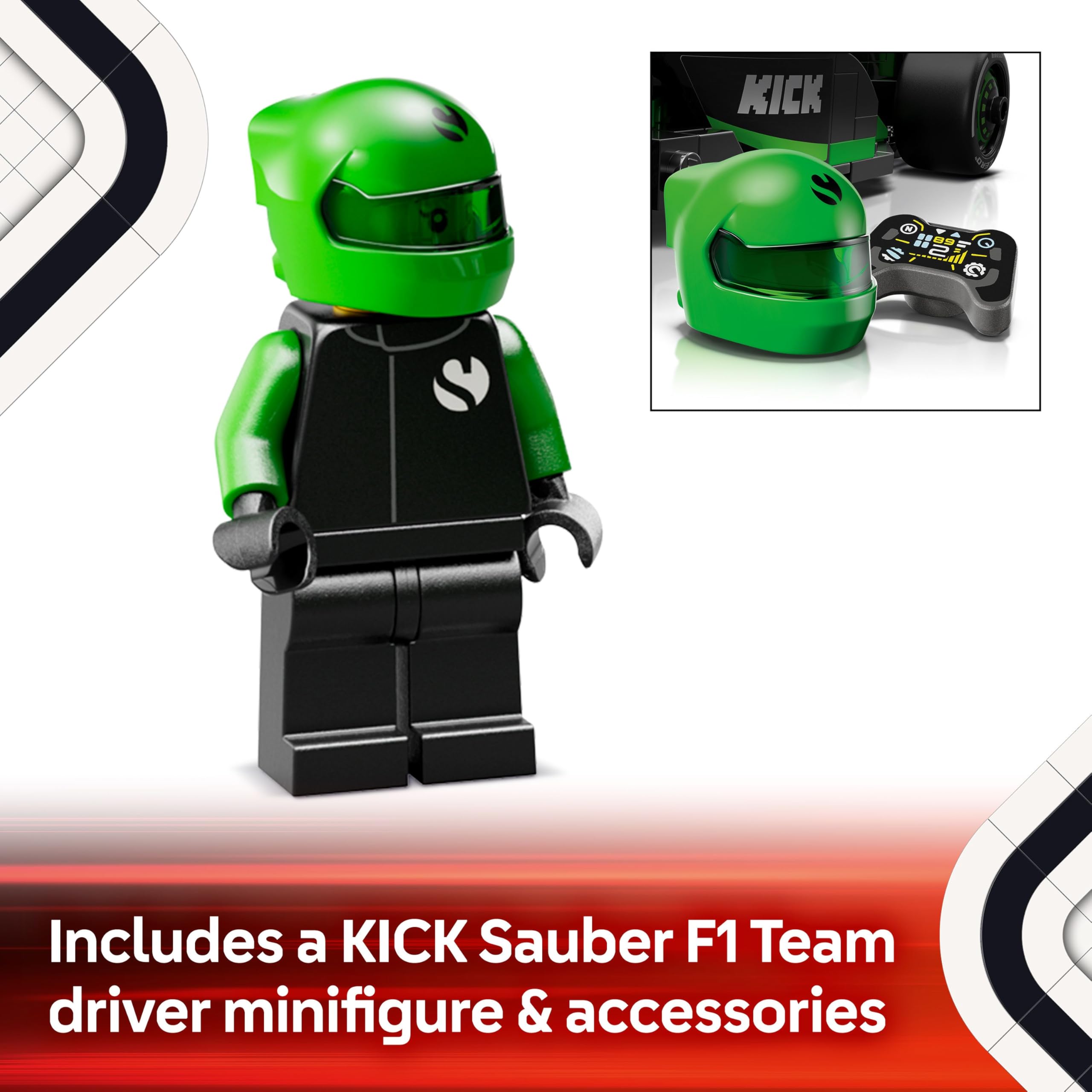 LEGO Speed Champions KICK Sauber F1 Team C44 Race Car Toy - Buildable F1 Model with Driver Minifigure for Ages 10+ 5
