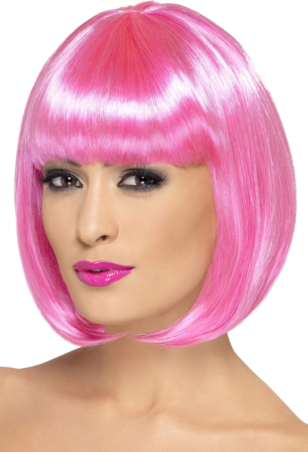 Smiffys Partyrama Short Bob Wig with Fringe - 12 inch Pink 1
