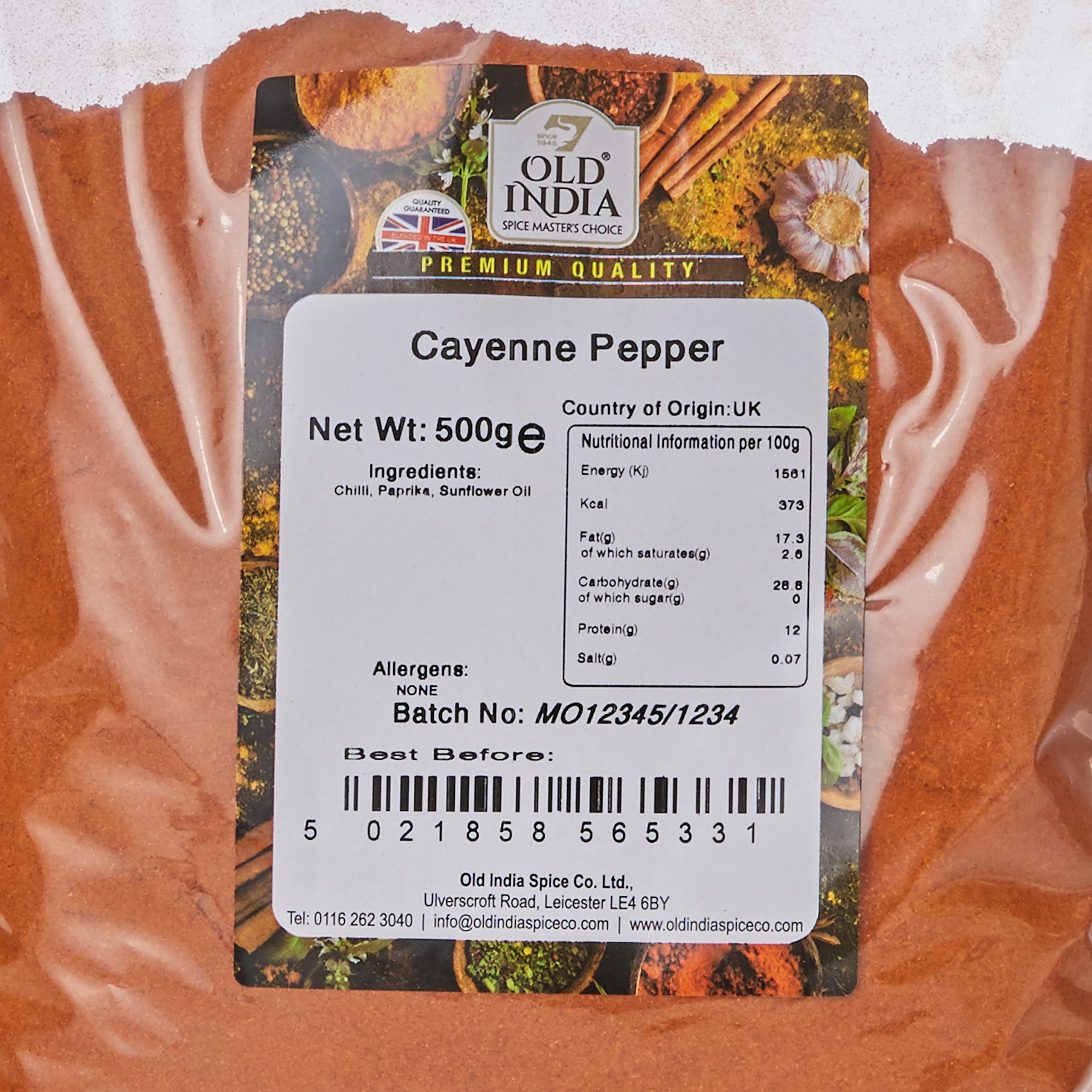 Old India Cayenne Pepper Powder - 500g Natural Additive Free Spice