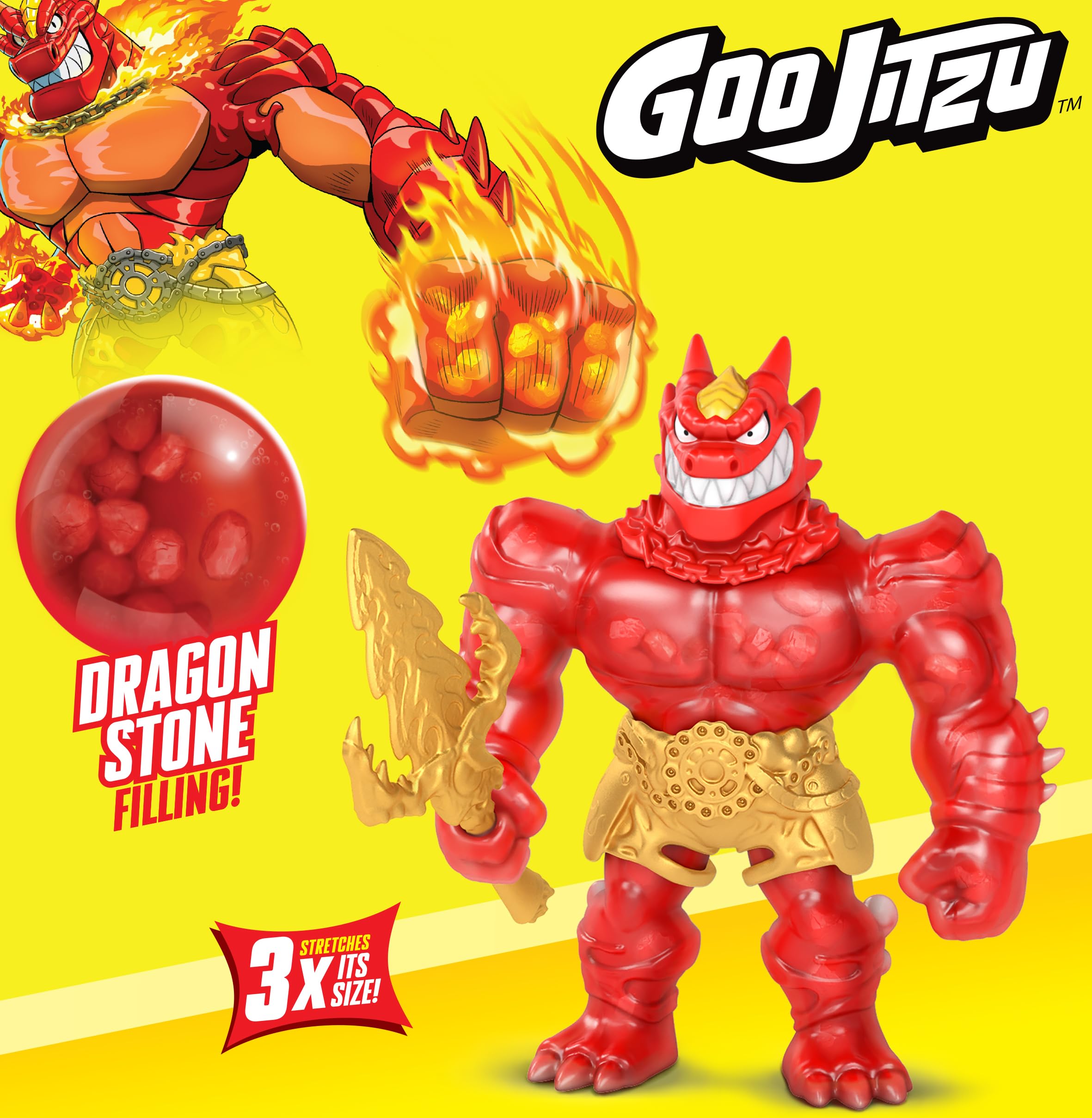 Heroes of Goo Jit Zu Blazagon Stretchy Collectible Action Figure - Stretches Up To 3x Size | Multicolor | Ages 4+ 8