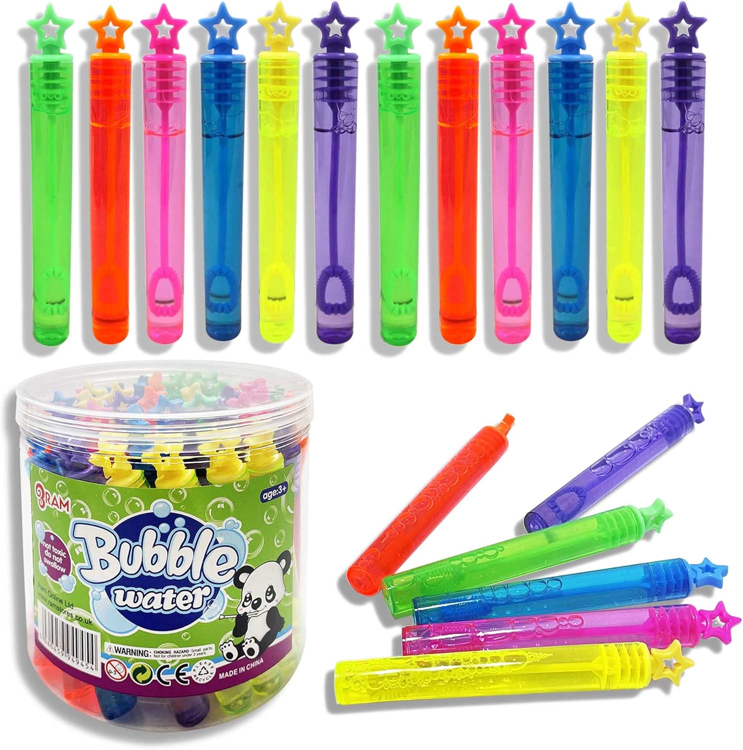 RAM Bubbles für Kinder – 40 sternförmige Seifenblasenstäbe mit 5 ml Lösung, ab 3 Jahren