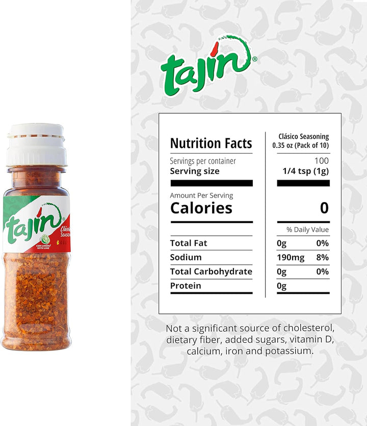 Tajín Clásico Seasoning Mini Pouch 0.35 oz (Pack of 10) – Authentic Mexican Chili Lime Spice