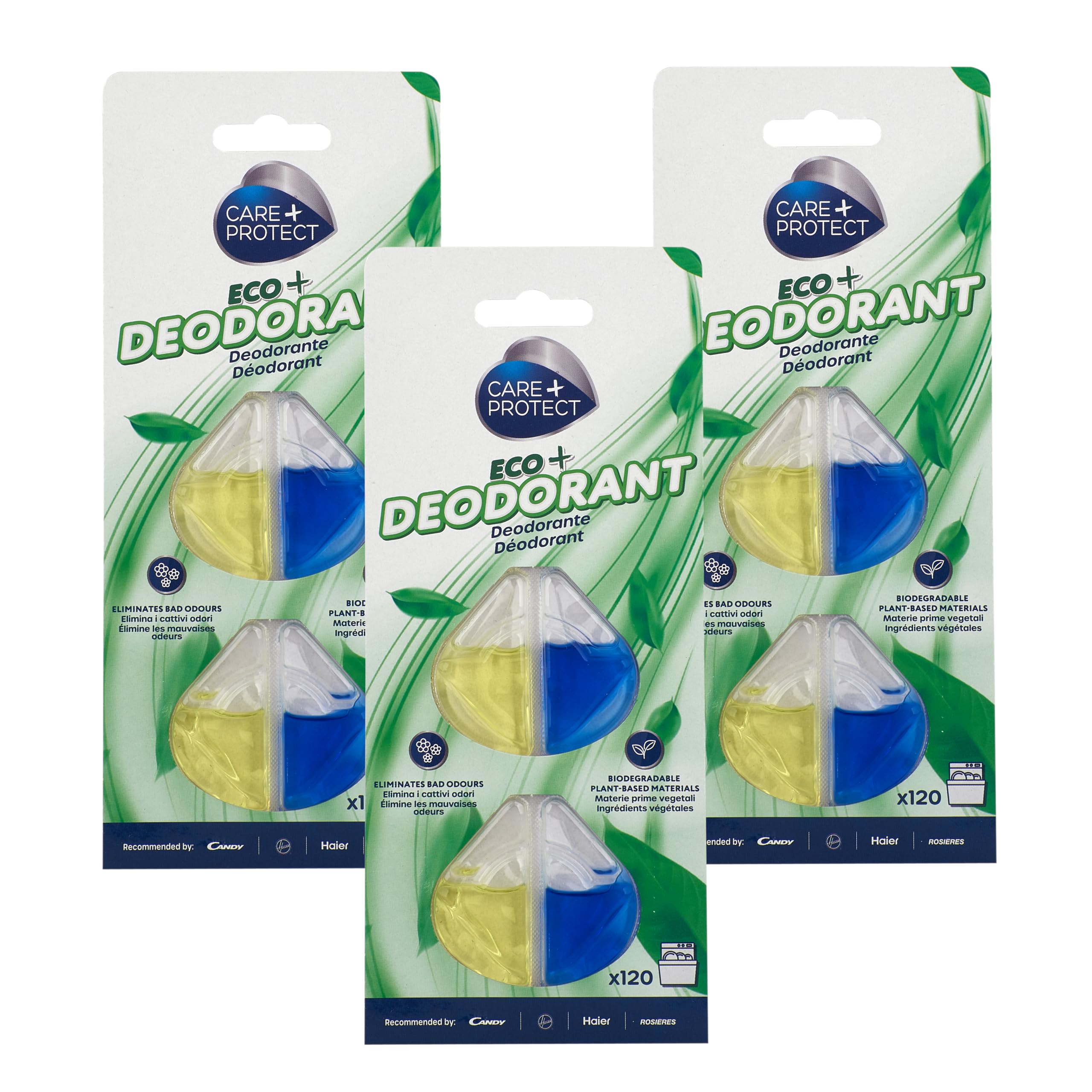 CARE + PROTECT ECO+ Dishwasher Deodorant - Lemon Scent | 3 Shells | Up to 120 Washes 1