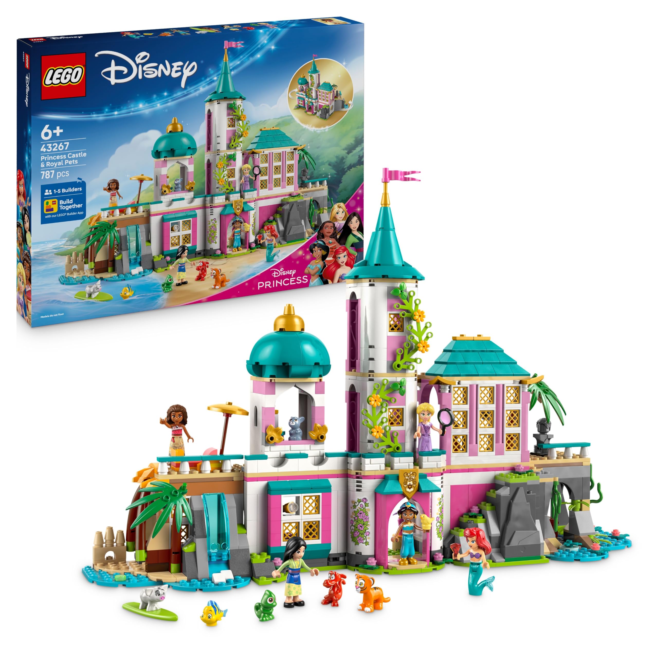LEGO Disney Princess Castle & Royal Pets Building Set | 5 Minidolls | Ages 6+ | Model 43267 1