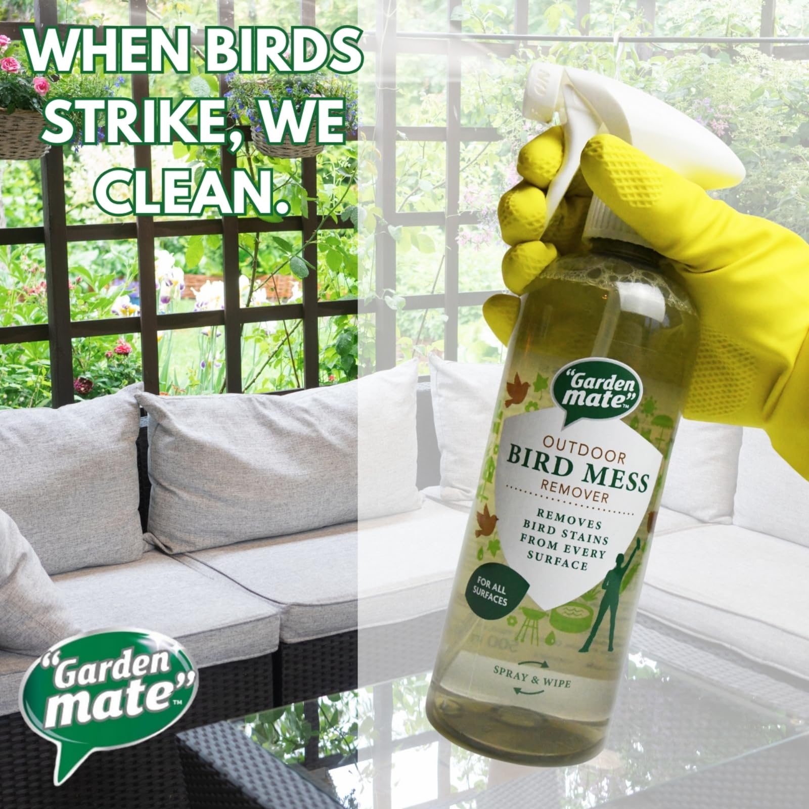 Garden Mate Bird Mess Remover Spray - Powerful Foaming Action | 500ml | No Scent 5