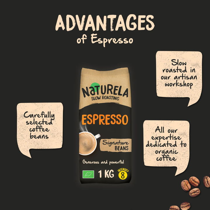 Naturela Organic Coffee Beans - 100% Arabica & Robusta Whole Beans