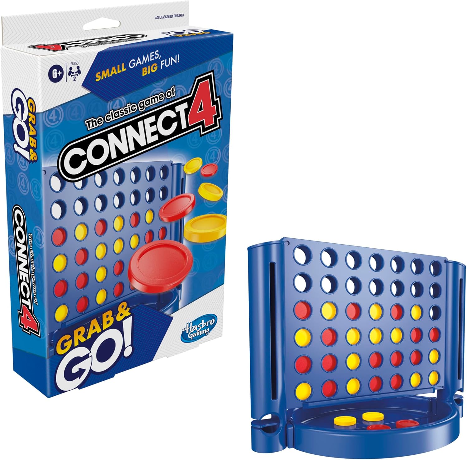 Hasbro Gaming Connect 4 Grab and Go-Spiel, tragbares Reisebrettspiel für 2 Spieler 4