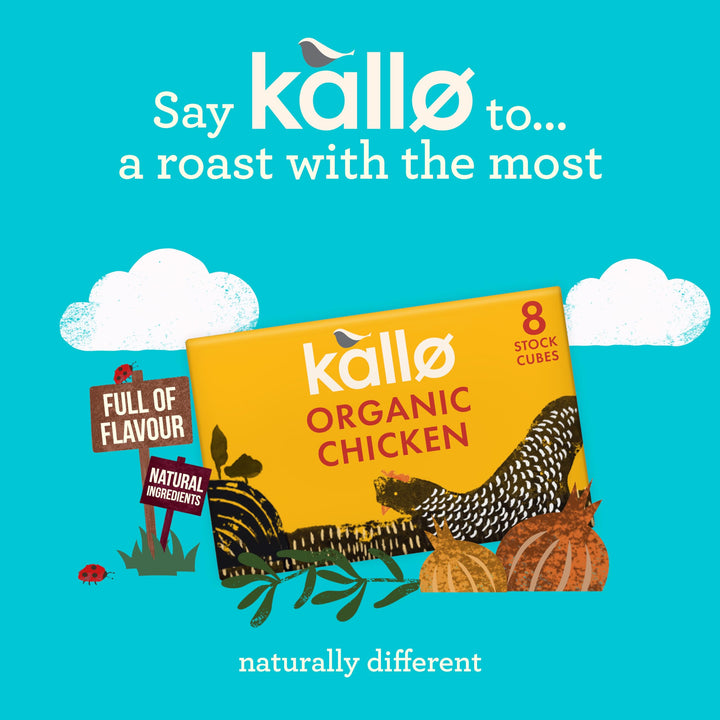 Kallo Organic Chicken Stock Cubes, Gluten Free & Coeliac Friendly, 96-Pack (12 x 8)