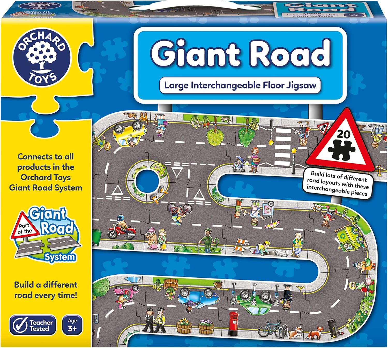 Orchard Toys Giant Road Floor Puzzle - Interchangeable 20-Piece Educational Puzzle for Ages 3+ 1
