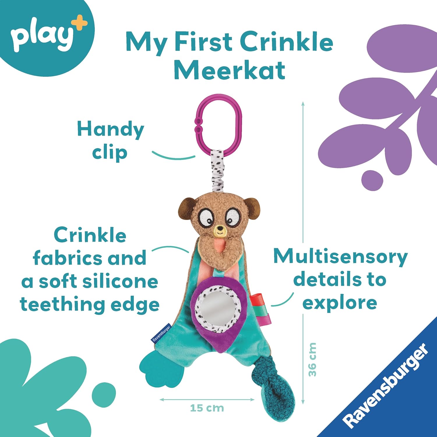 Ravensburger Play+ Cuddle & Play Meercat - Soft Plush Baby Toy for 0+ Months 5